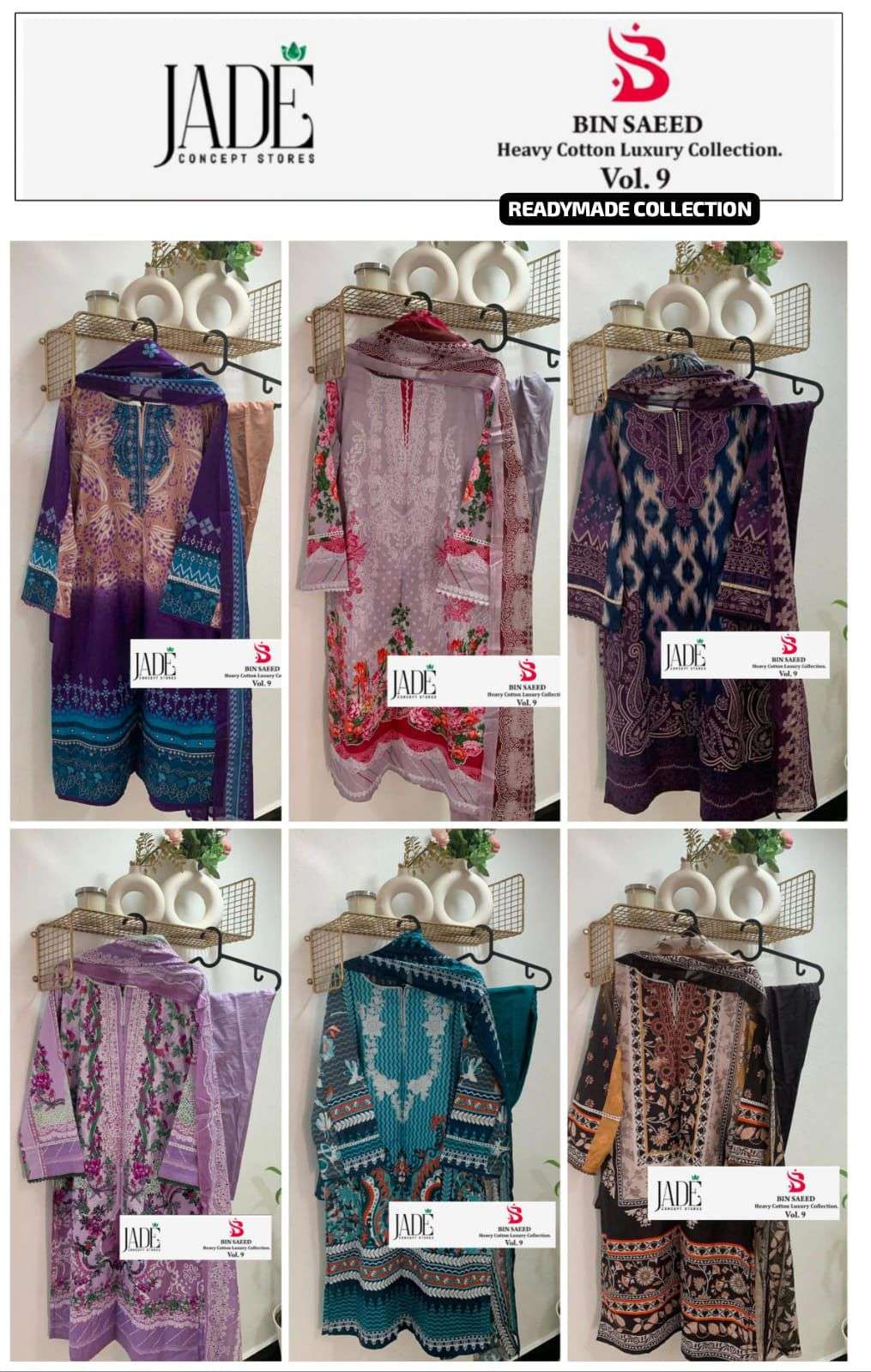 JADE BIN SAEED HEAVY COTTON LUXURY COLLECTION VOL 9 READY MADE COLLECTION