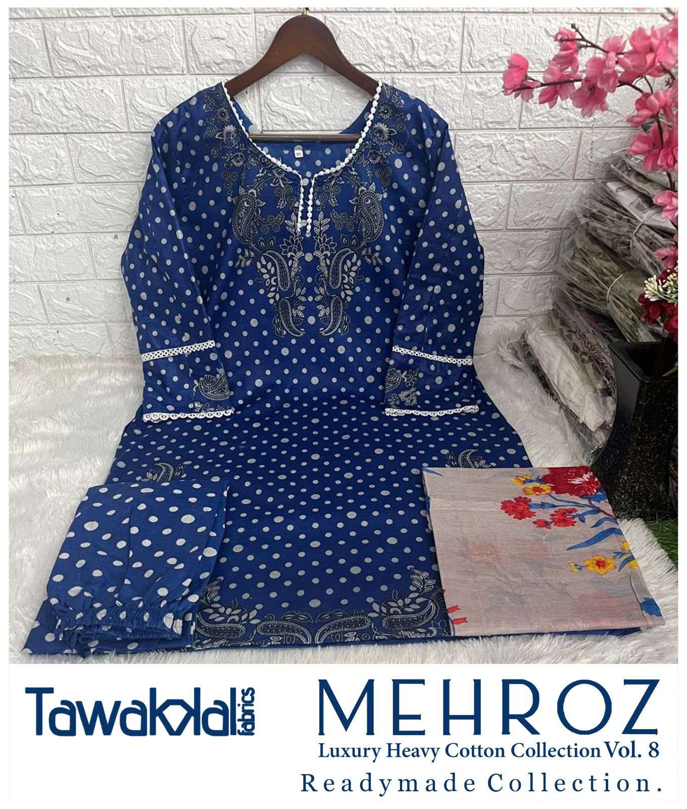 TAWAKKAL FABRICS MEHROZ LUXURY HEAVY COTTON COLLECTION VOL 8 READY MADE COLLECTION