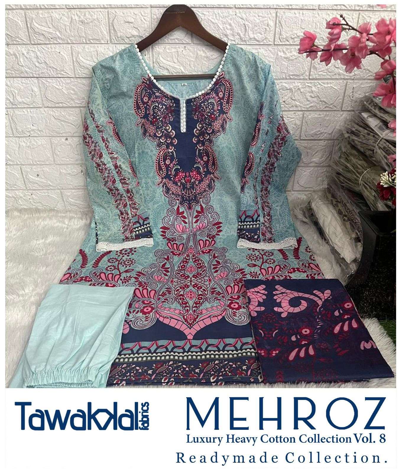TAWAKKAL FABRICS MEHROZ LUXURY HEAVY COTTON COLLECTION VOL 8 READY MADE COLLECTION