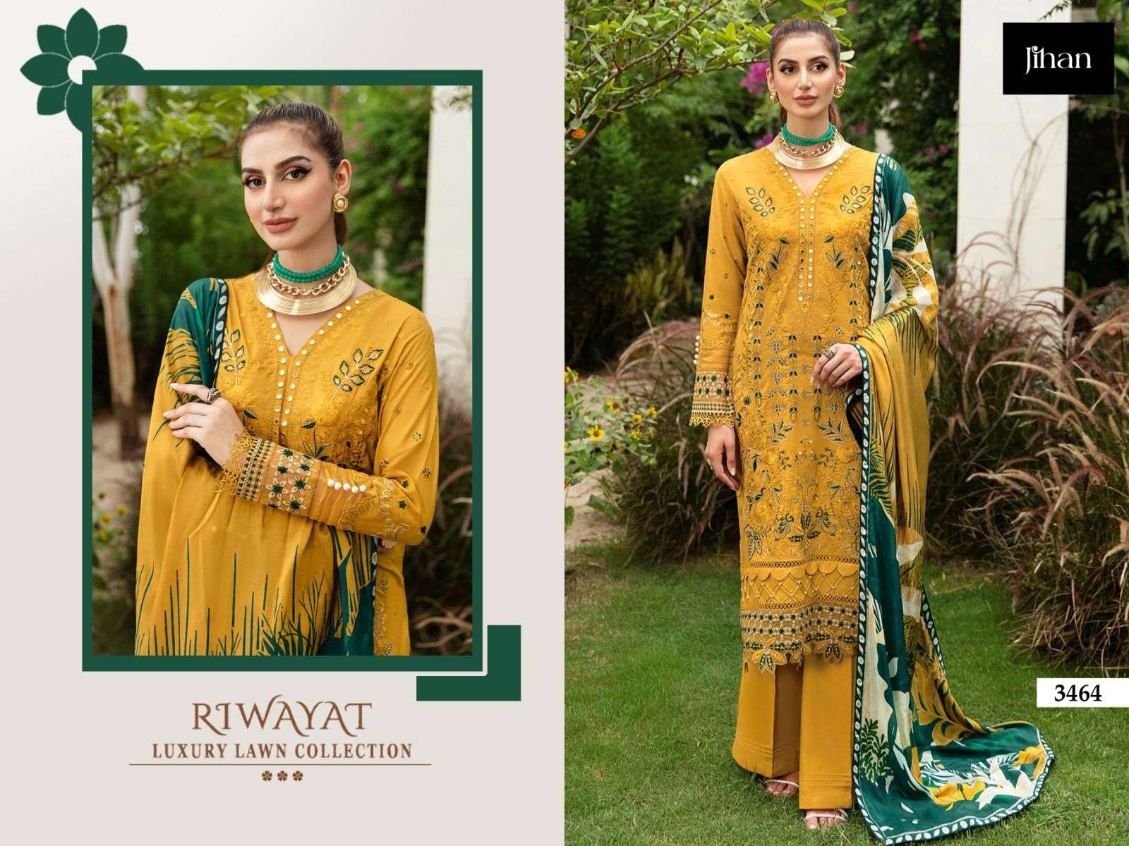 JIHAN RIWAYAT LUXURY LAWN COLLECTION D NO 3464 