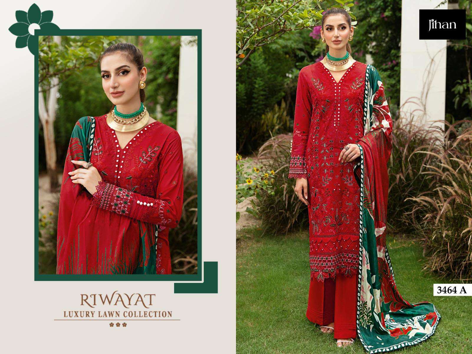 JIHAN RIWAYAT LUXURY LAWN COLLECTION D NO 3464 