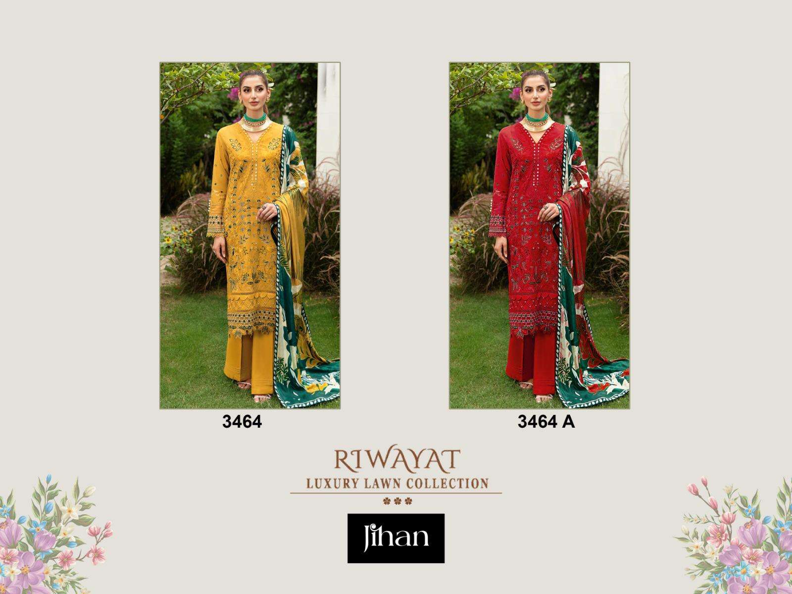 JIHAN RIWAYAT LUXURY LAWN COLLECTION D NO 3464 