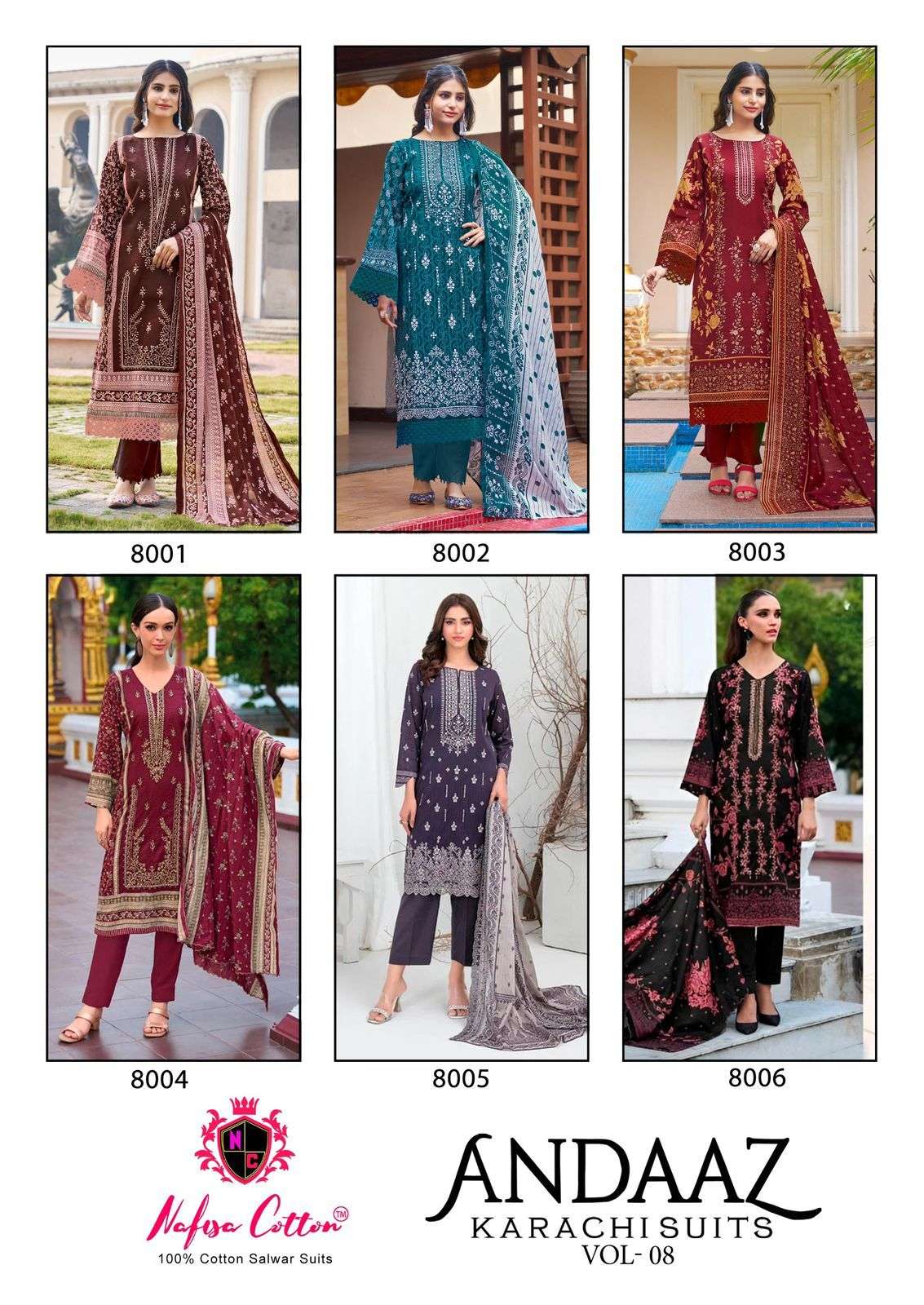 NAFISA COTTON ANDAAZ KARACHI SUITS VOL 8