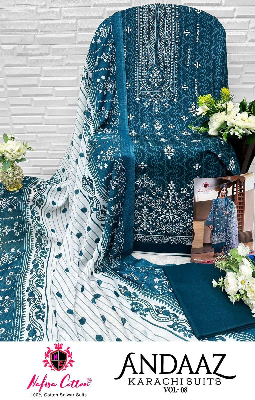 NAFISA COTTON ANDAAZ KARACHI SUITS VOL 8
