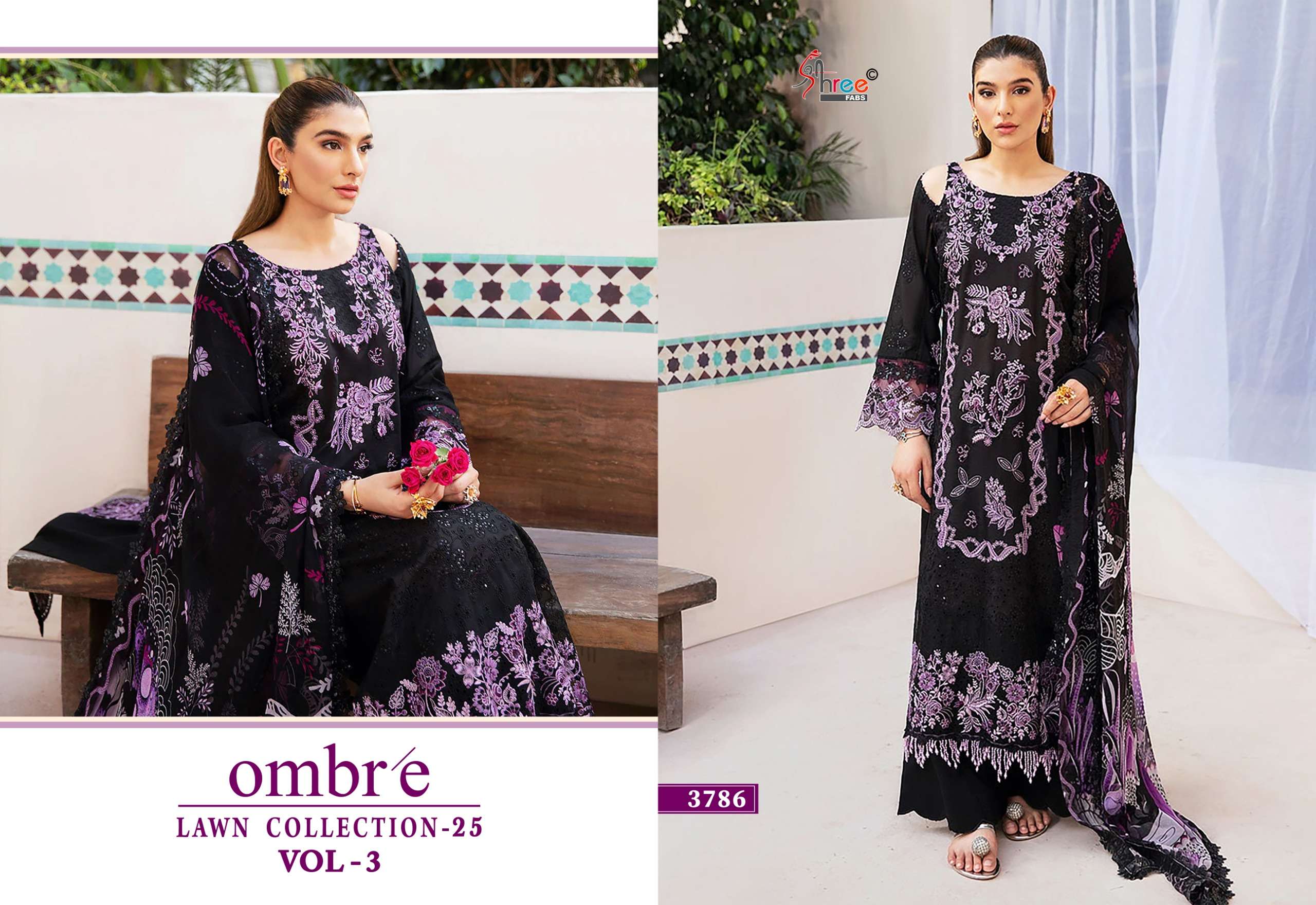SHREE FABS OMBRE LAWN COLLECTION 25 VOL 3 