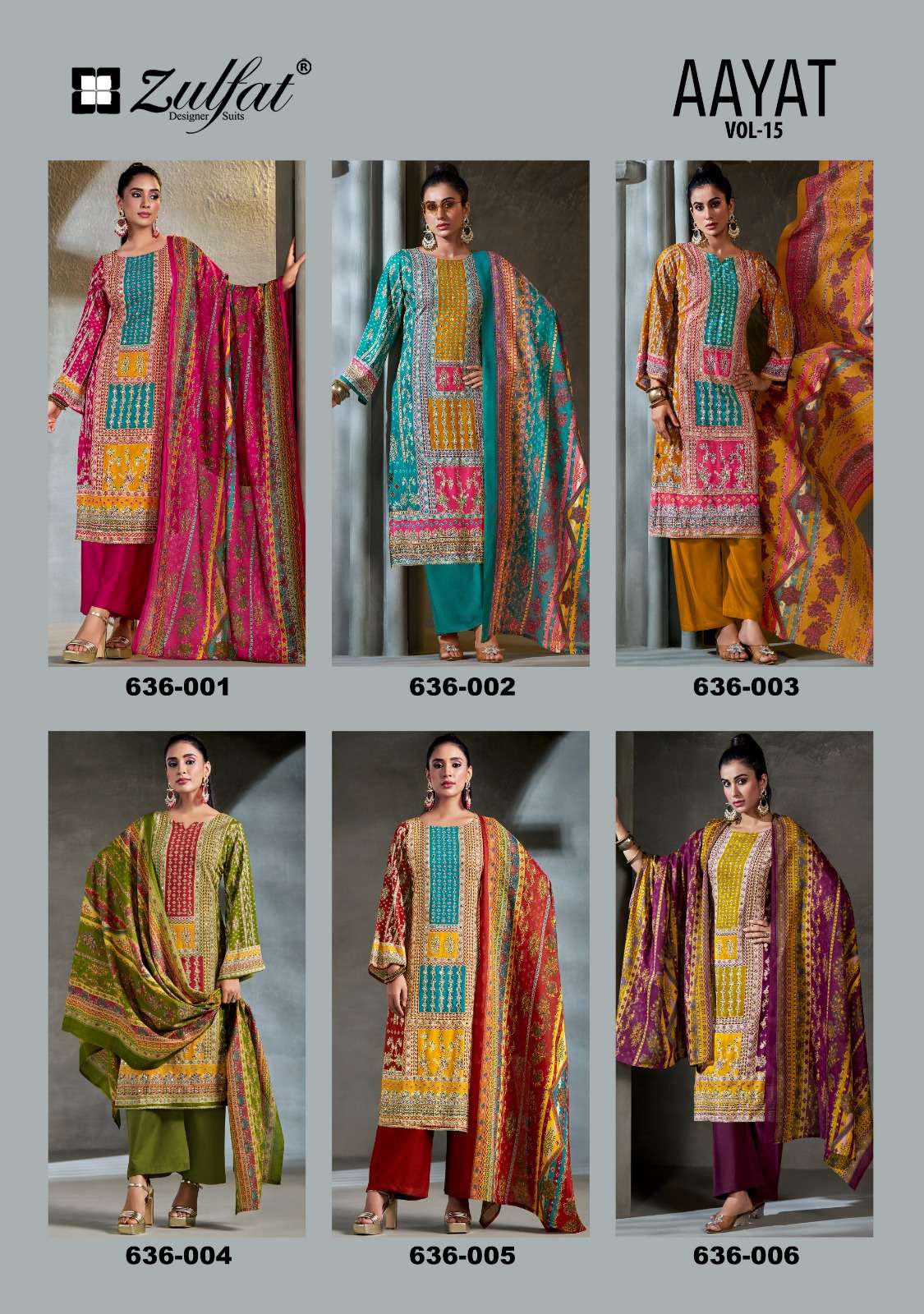 ZULFAT DESIGNER SUITS AAYAT VOL 15