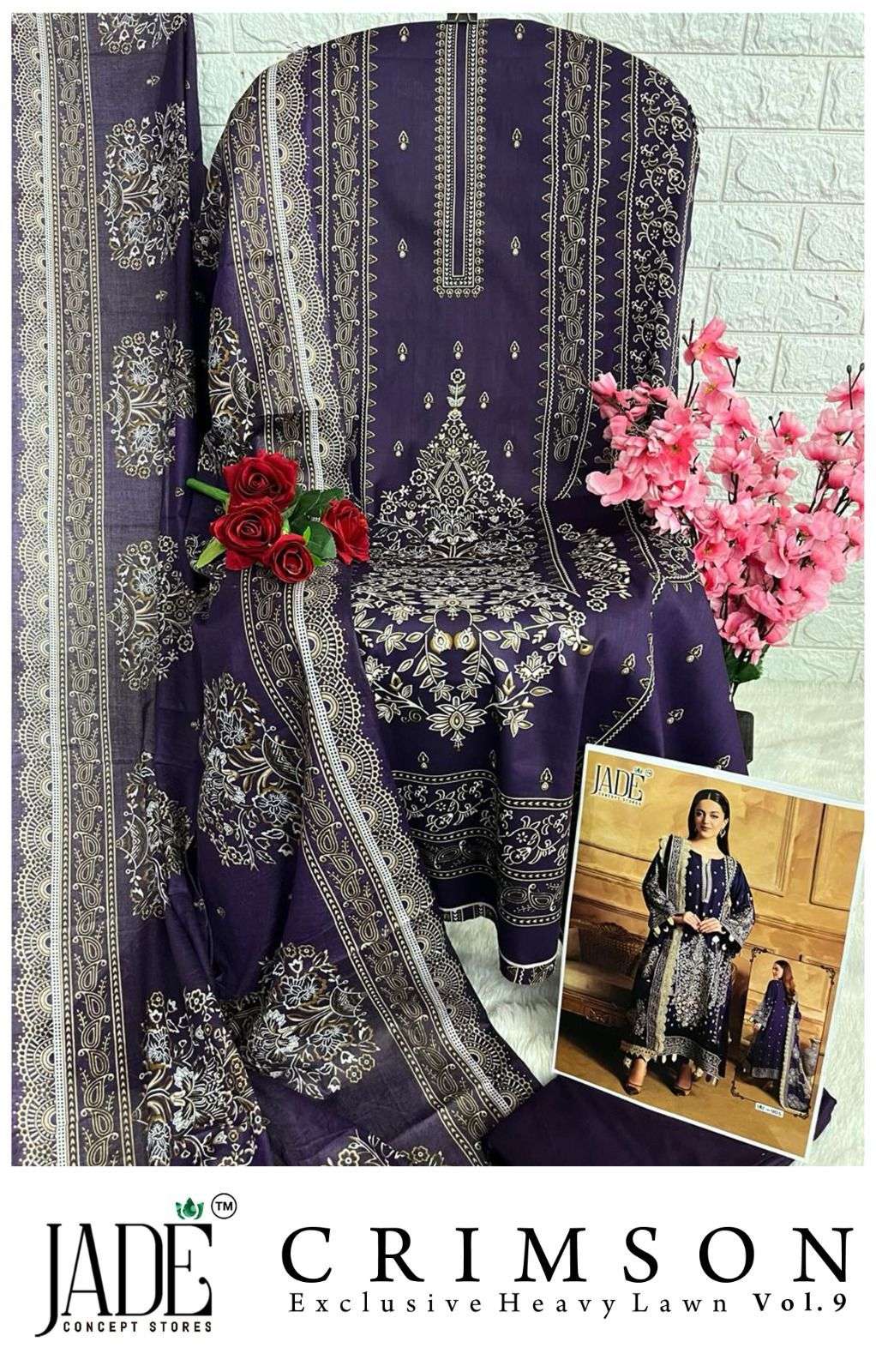 JADE CRIMSON EXCLUSIVE HEAVY LAWN COLLECTION VOL 9 NEW DESIGNS