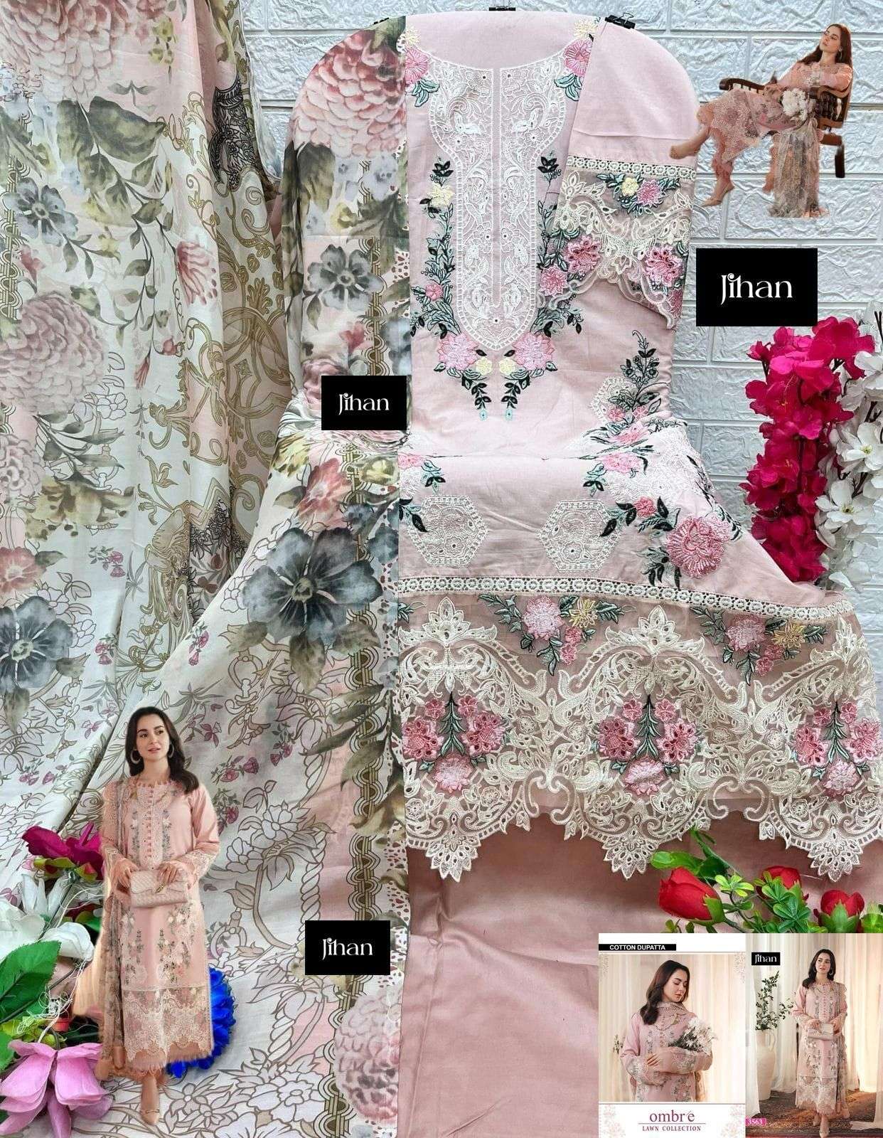 JIHAN FIRDOUS OMBRE LAWN COLLECTION D NO 3563