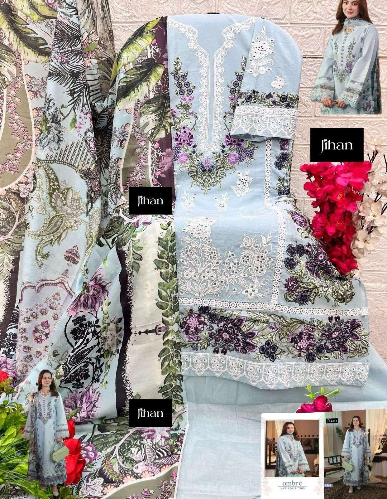 JIHAN FIRDOUS OMBRE LAWN COLLECTION D NO 3565 