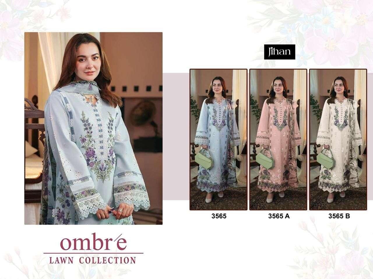 JIHAN FIRDOUS OMBRE LAWN COLLECTION D NO 3565 