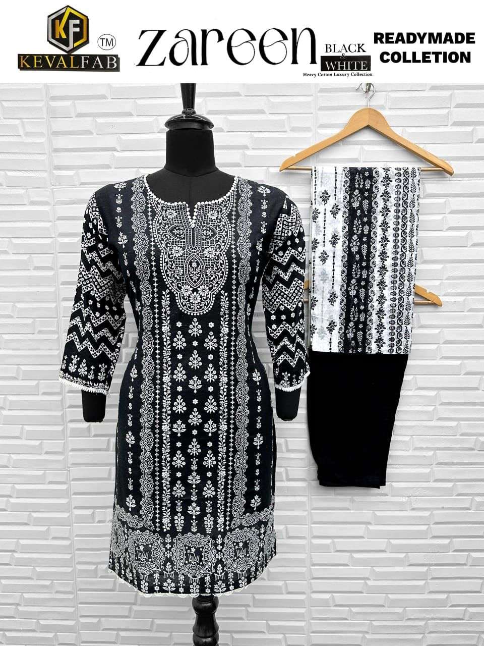 KEVAL FAB ZAREEN BLACK & WHITE READY MADE COLLECTION