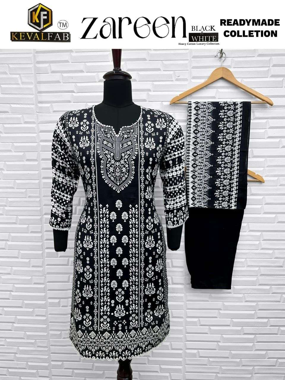 KEVAL FAB ZAREEN BLACK & WHITE READY MADE COLLECTION