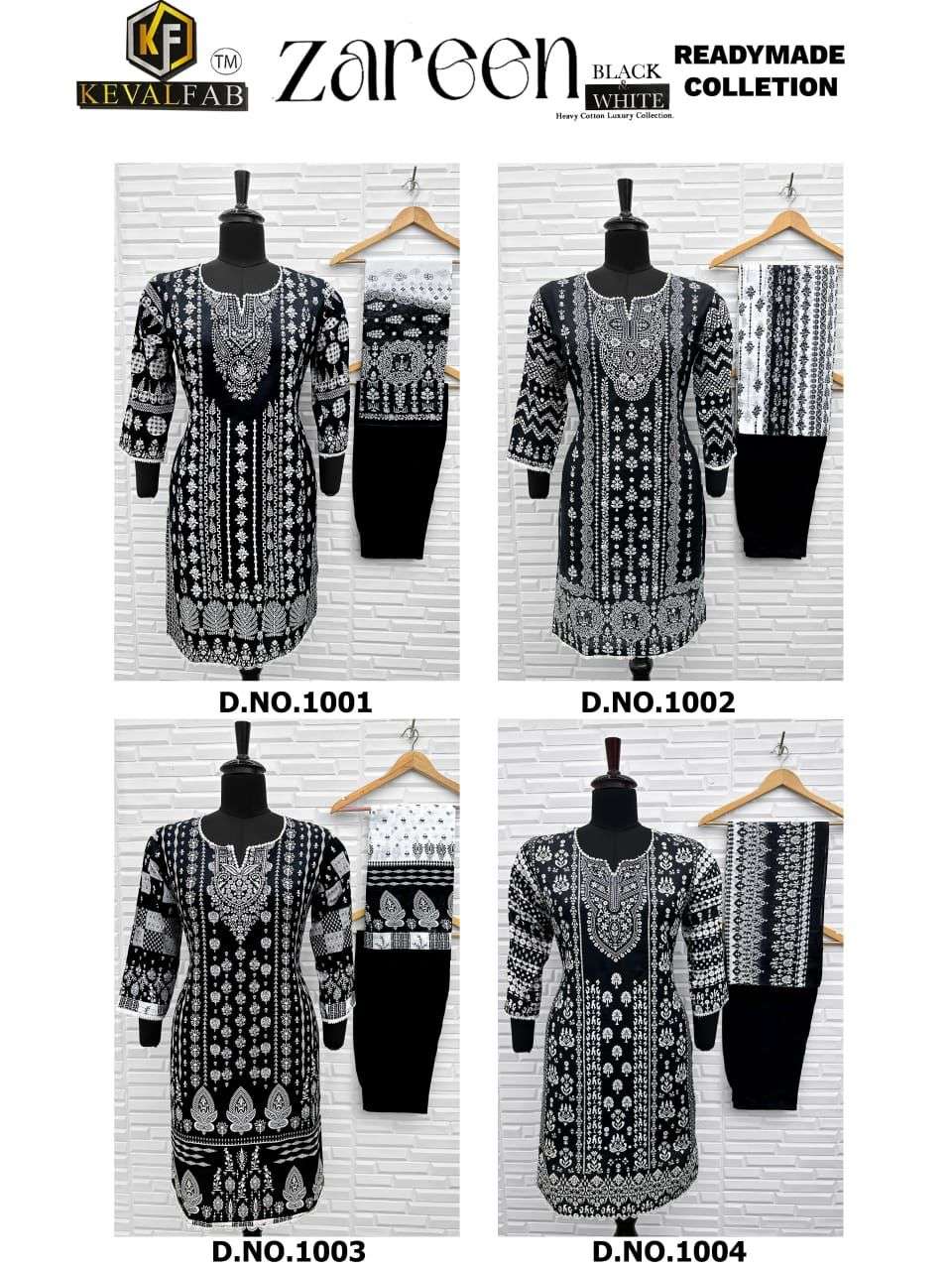 KEVAL FAB ZAREEN BLACK & WHITE READY MADE COLLECTION