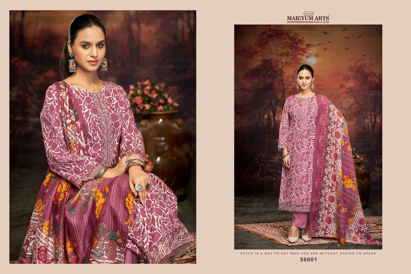 MARIYUM ARTS  FIVE STAR COTTON PRINT FANCY WORK SUIT