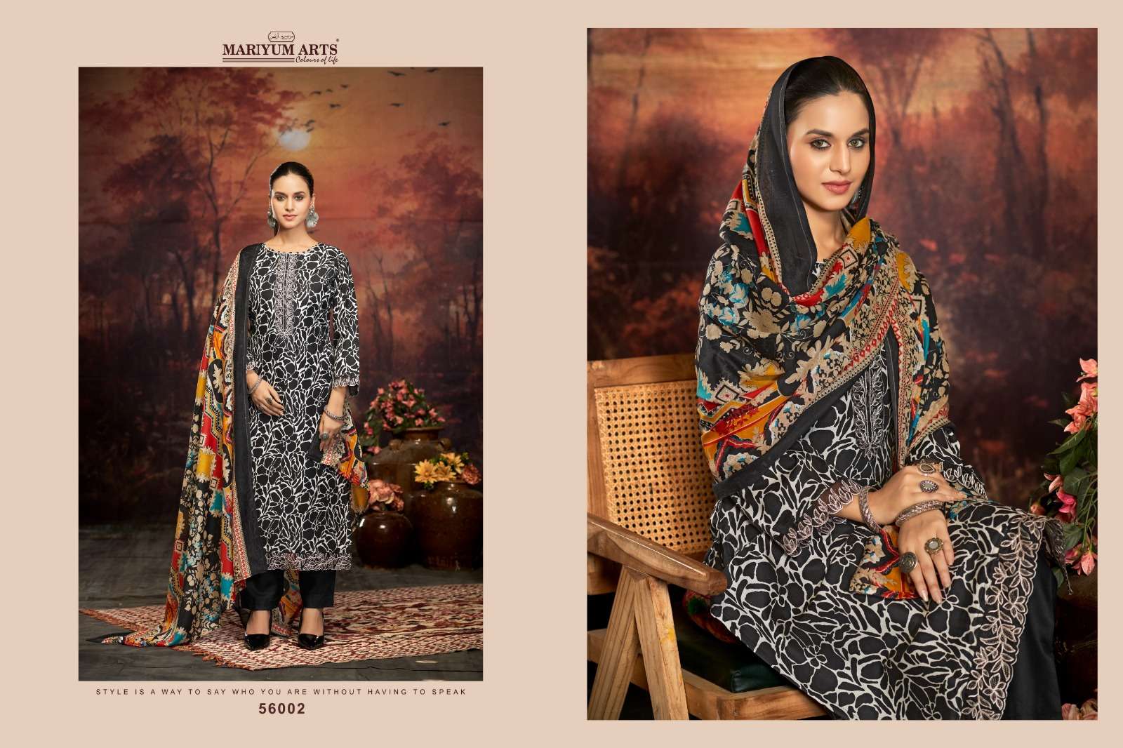 MARIYUM ARTS  FIVE STAR COTTON PRINT FANCY WORK SUIT