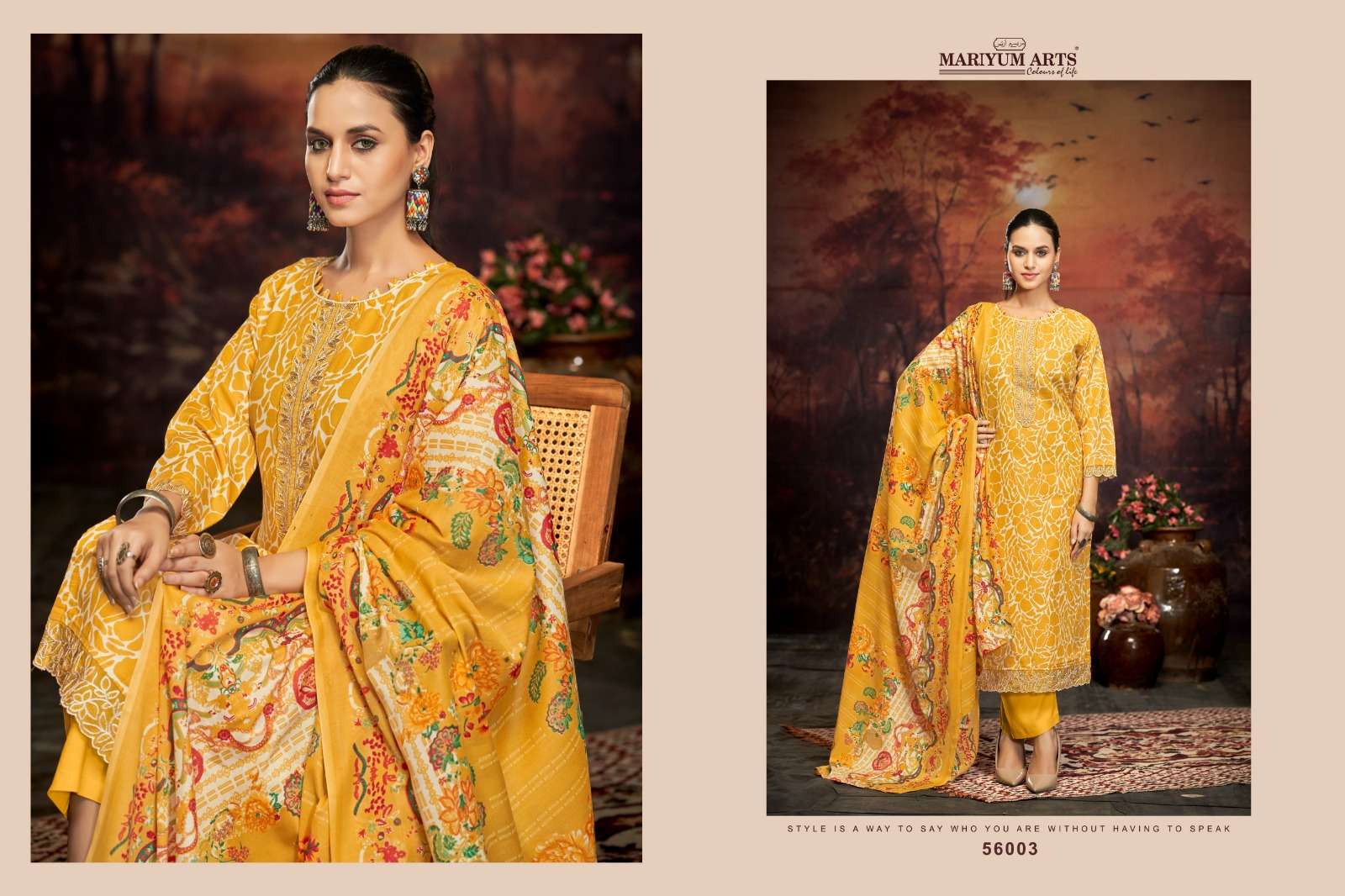 MARIYUM ARTS  FIVE STAR COTTON PRINT FANCY WORK SUIT