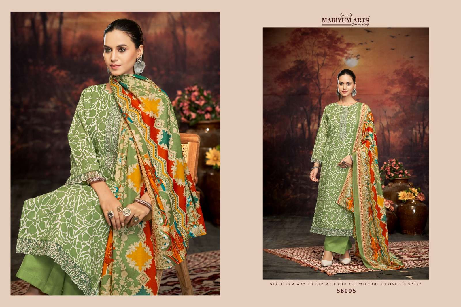 MARIYUM ARTS  FIVE STAR COTTON PRINT FANCY WORK SUIT