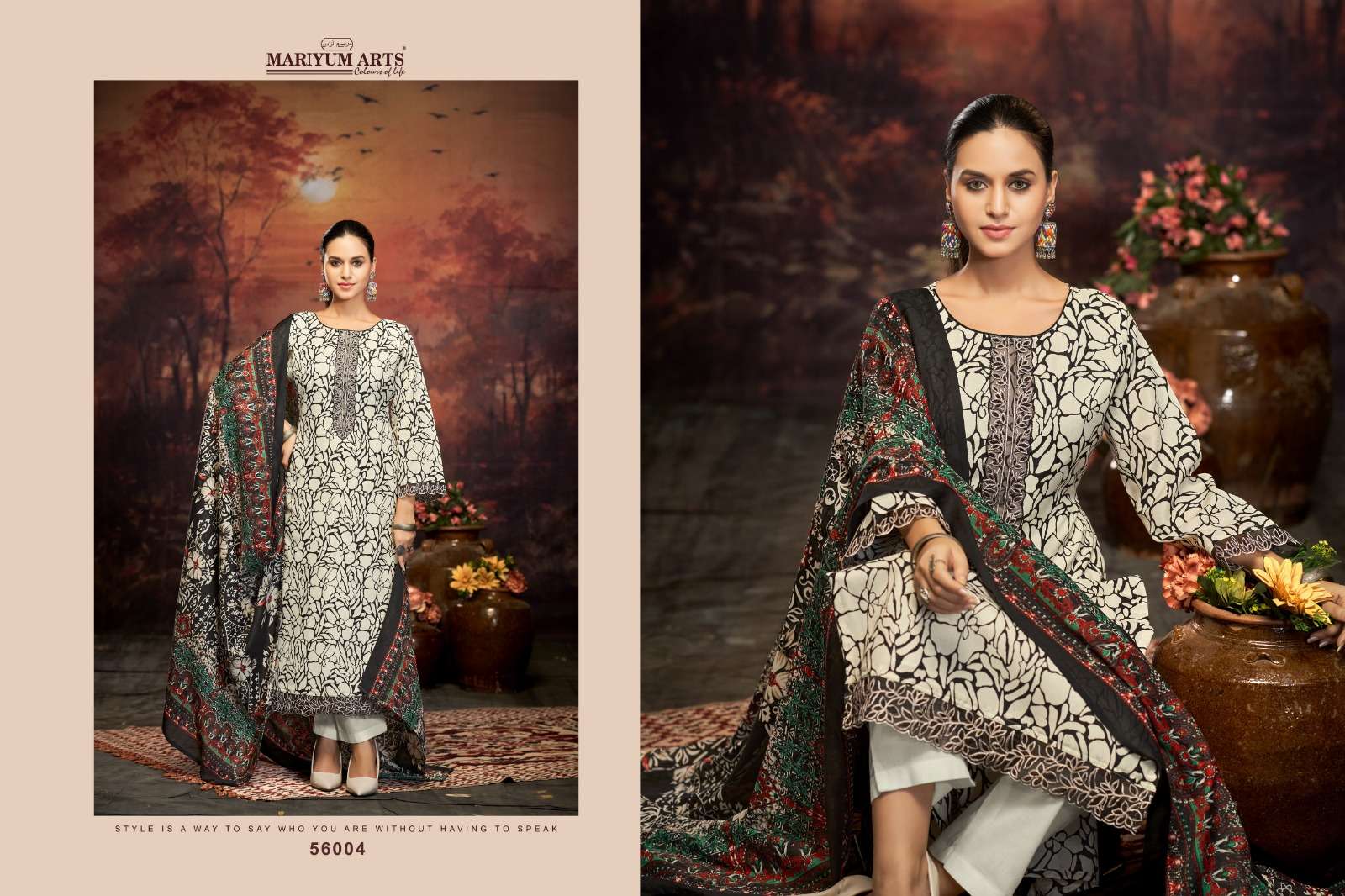 MARIYUM ARTS  FIVE STAR COTTON PRINT FANCY WORK SUIT