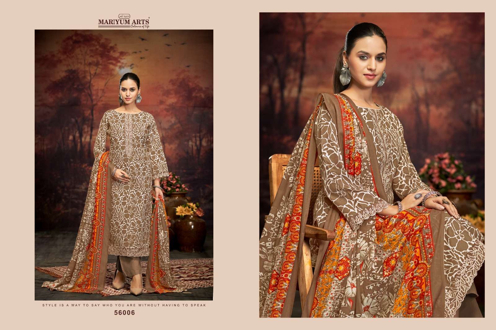 MARIYUM ARTS  FIVE STAR COTTON PRINT FANCY WORK SUIT