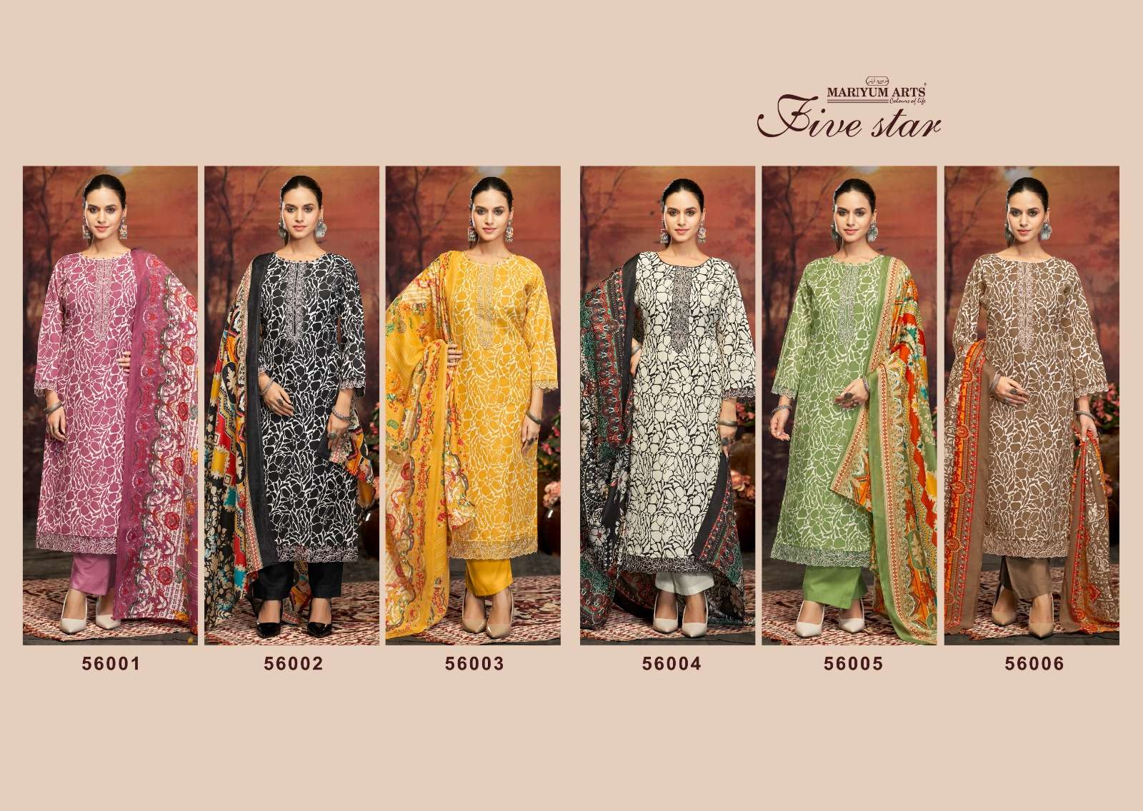 MARIYUM ARTS  FIVE STAR COTTON PRINT FANCY WORK SUIT