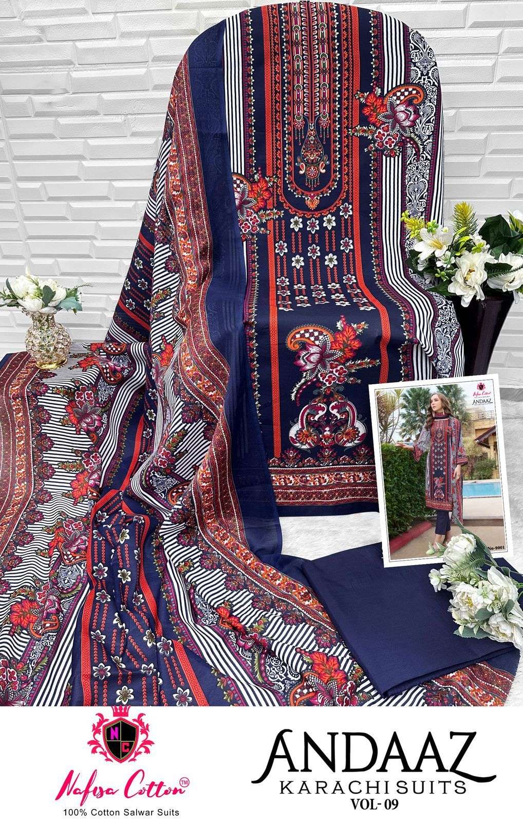 NAFISA COTTON ANDAAZ KARACHI SUITS VOL 9