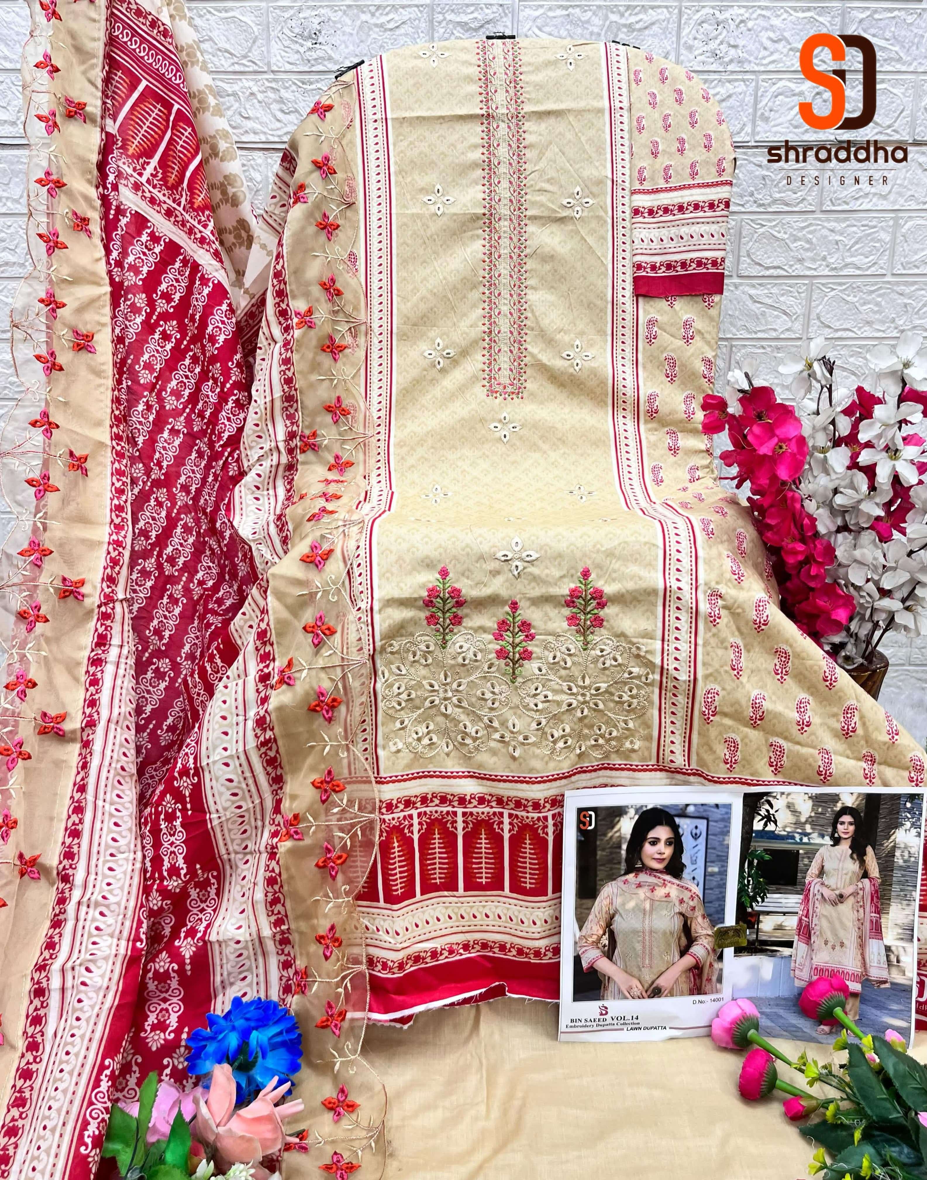 SHARADDHA DESIGNER BIN SAEED LAWN COLLECTION VOL 14 