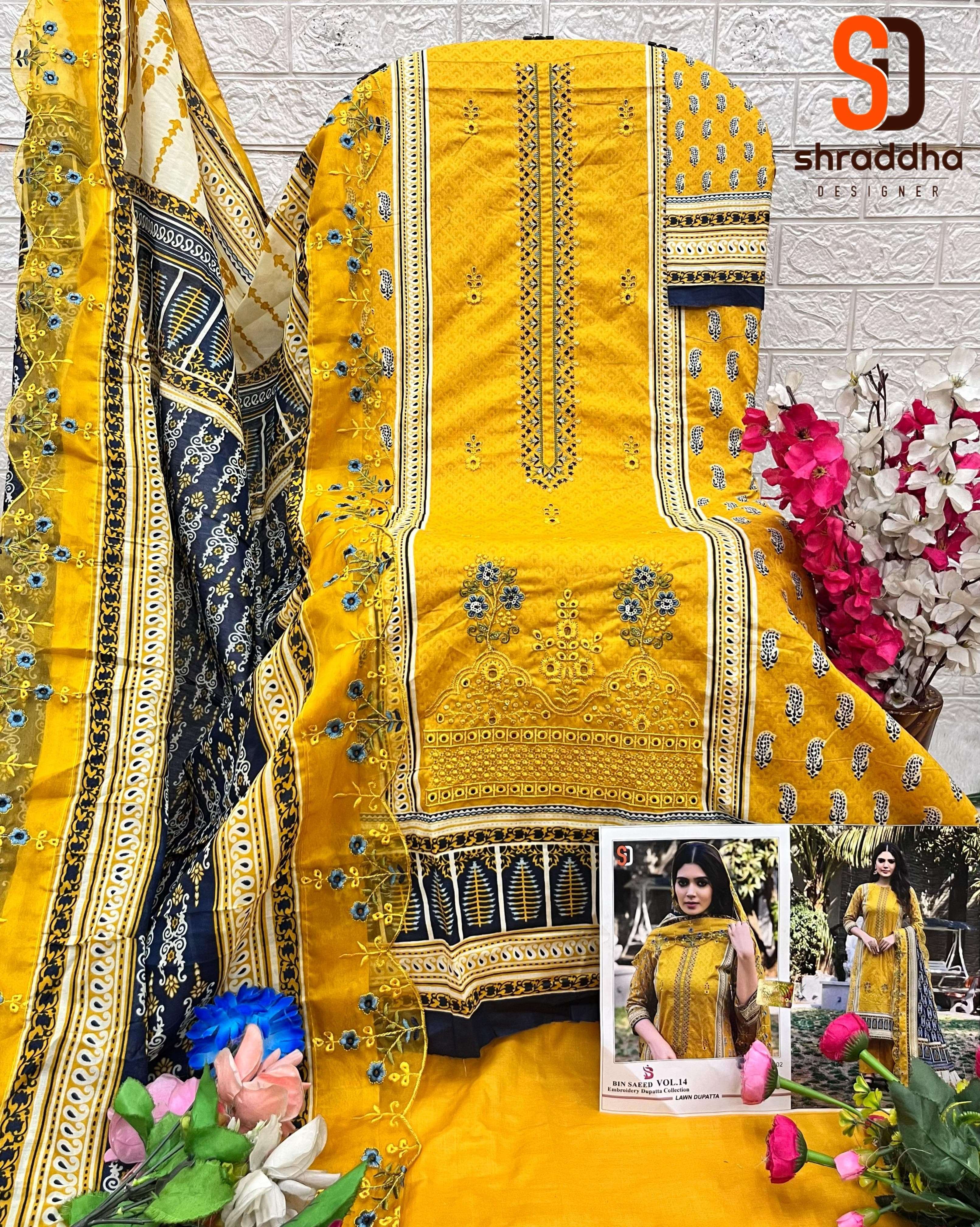 SHARADDHA DESIGNER BIN SAEED LAWN COLLECTION VOL 14 