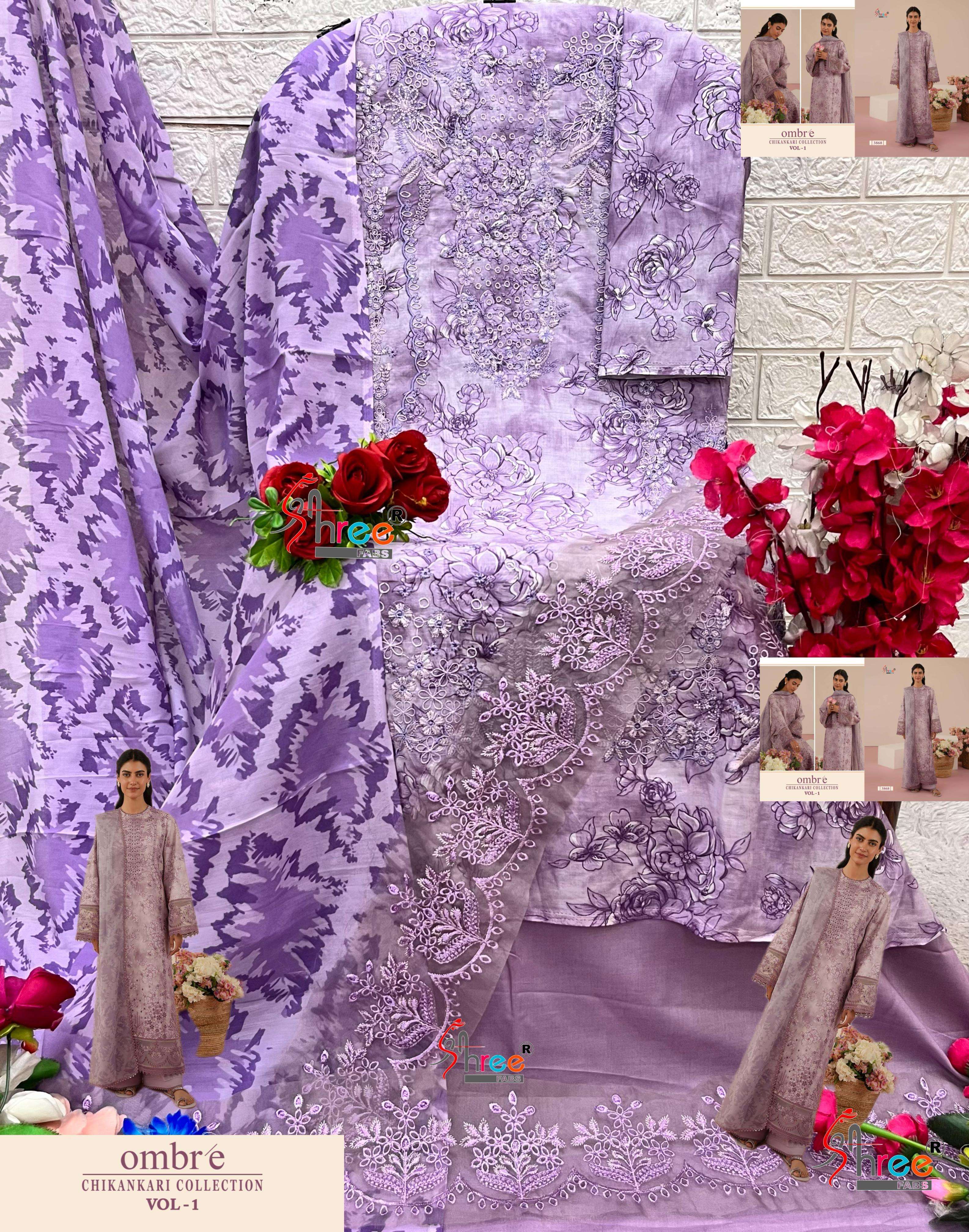 SHREE FABS OMBRE CHIKANKARI LAWN COLLECTION VOL 1 