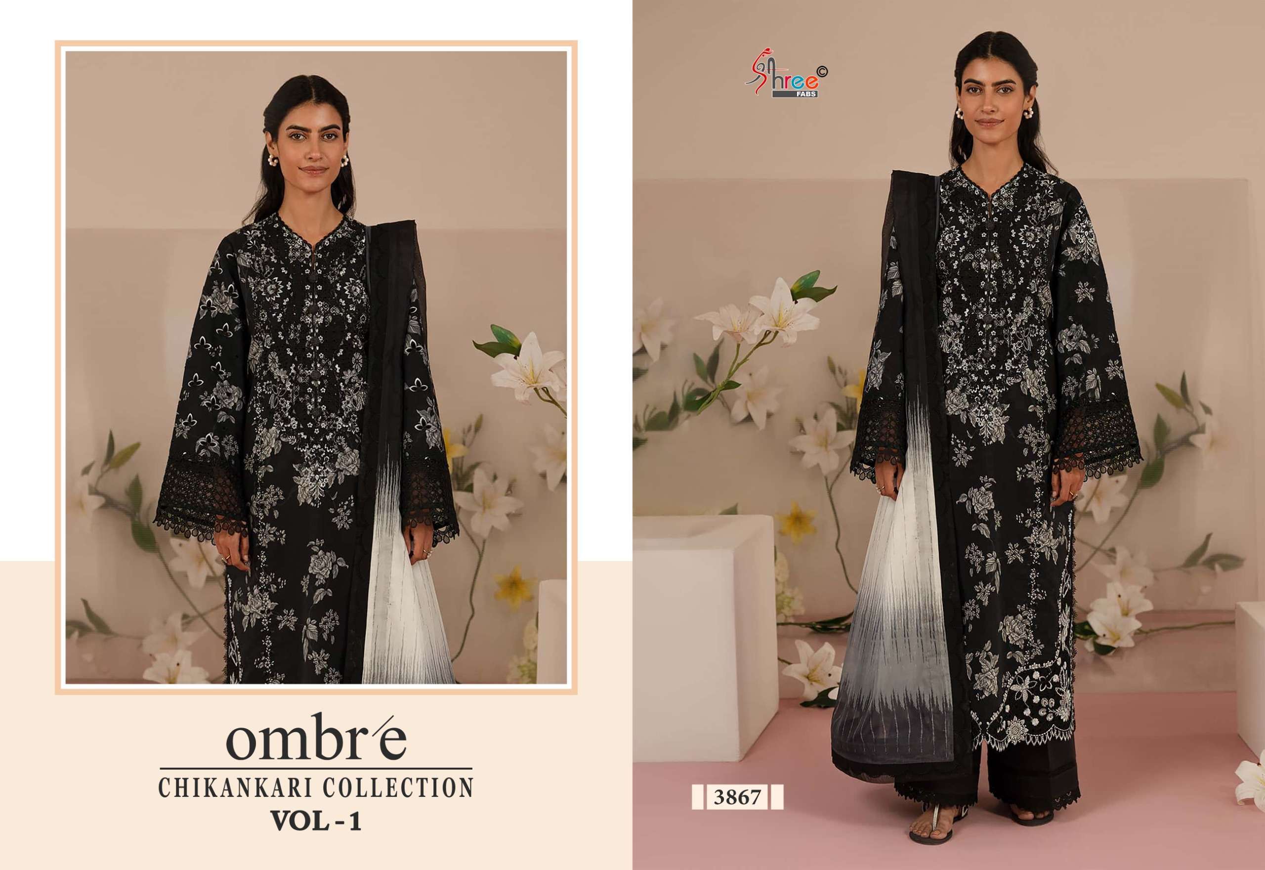 SHREE FABS OMBRE CHIKANKARI LAWN COLLECTION VOL 1 