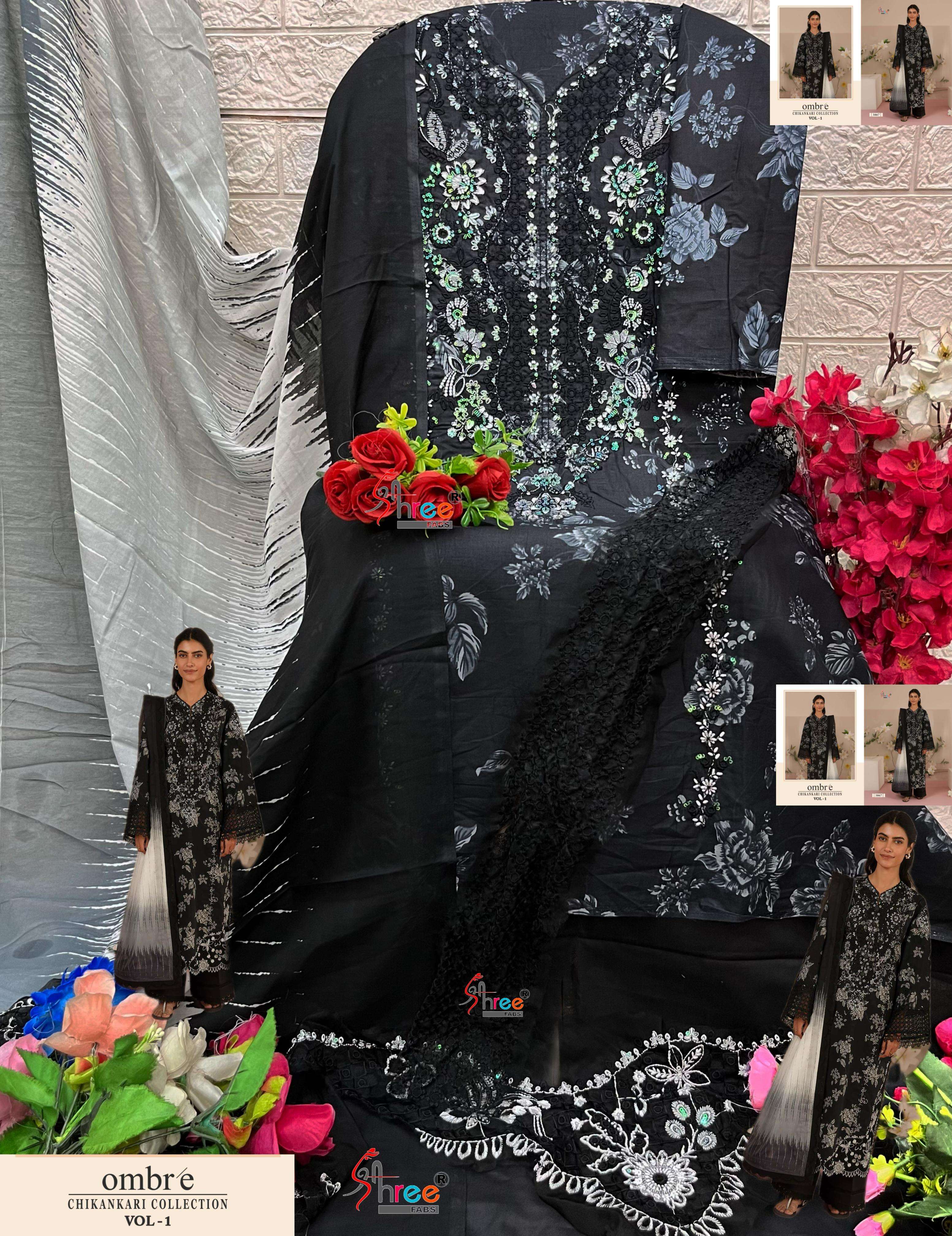 SHREE FABS OMBRE CHIKANKARI LAWN COLLECTION VOL 1 