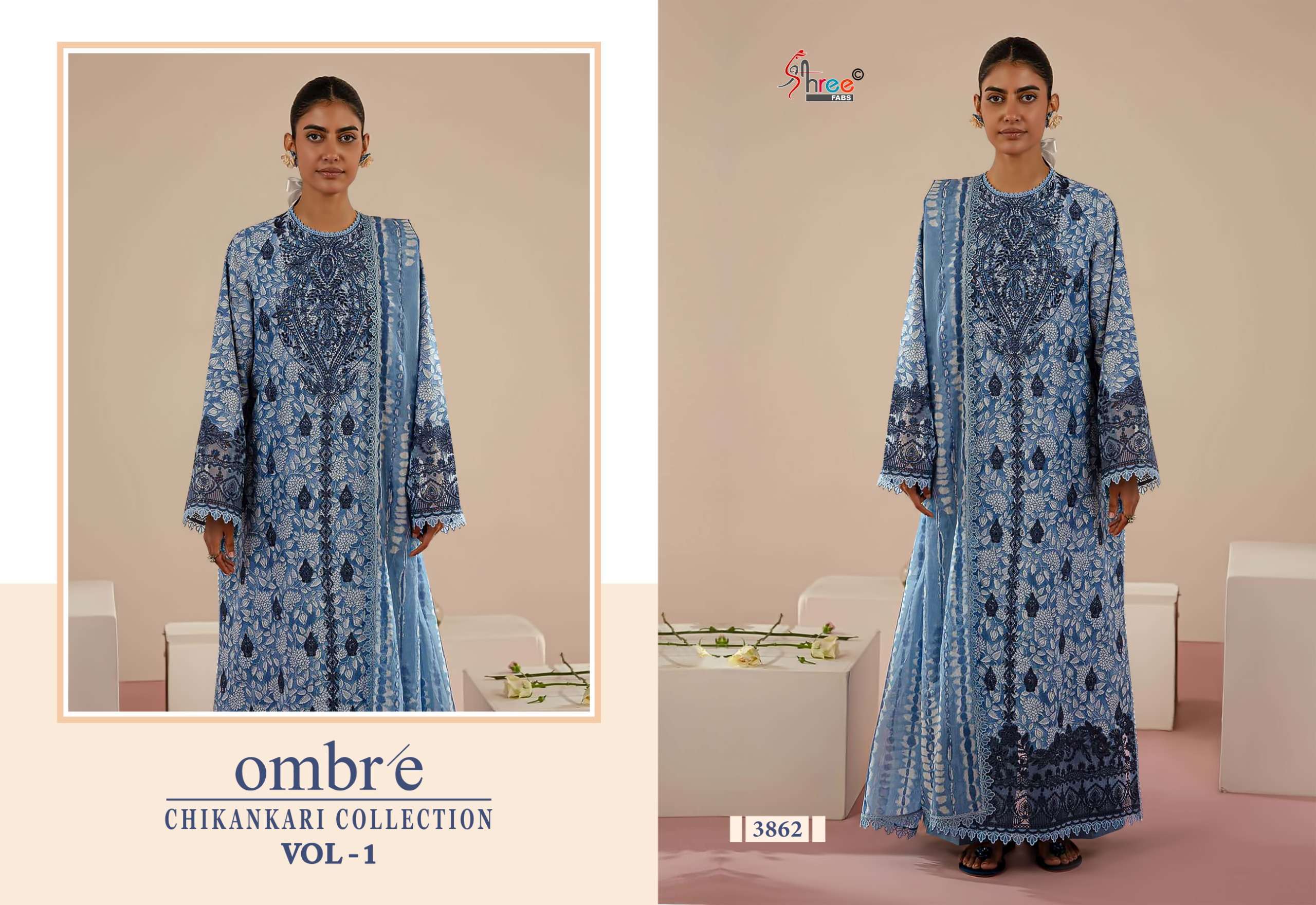 SHREE FABS OMBRE CHIKANKARI LAWN COLLECTION VOL 1 