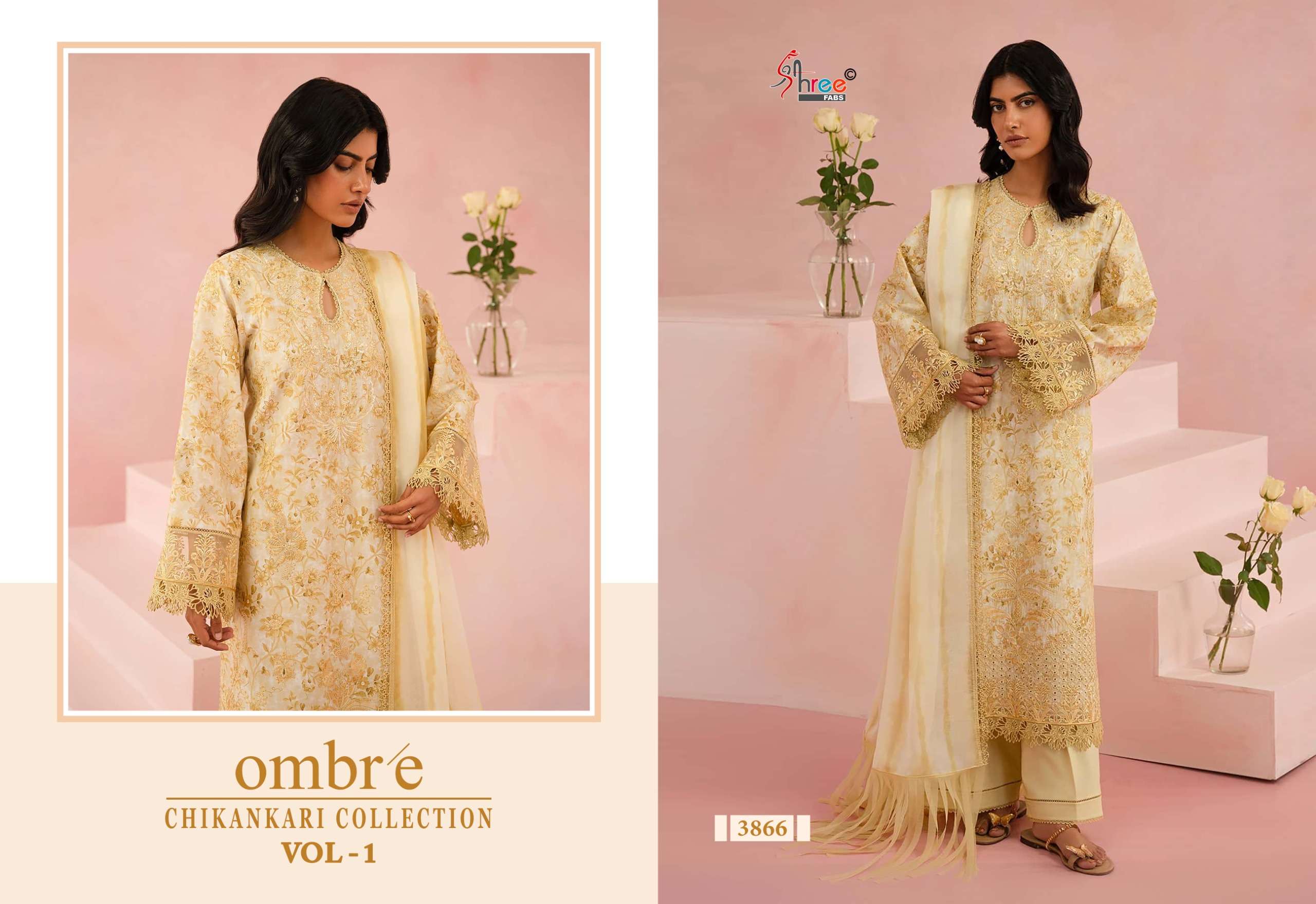 SHREE FABS OMBRE CHIKANKARI LAWN COLLECTION VOL 1 