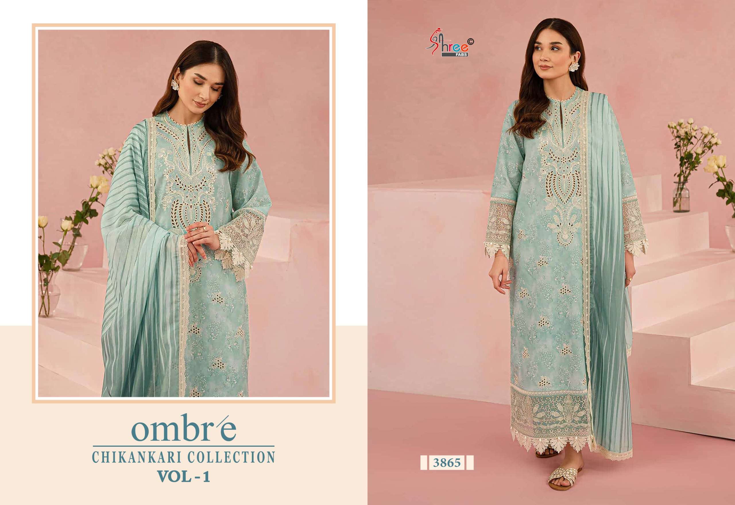 SHREE FABS OMBRE CHIKANKARI LAWN COLLECTION VOL 1 