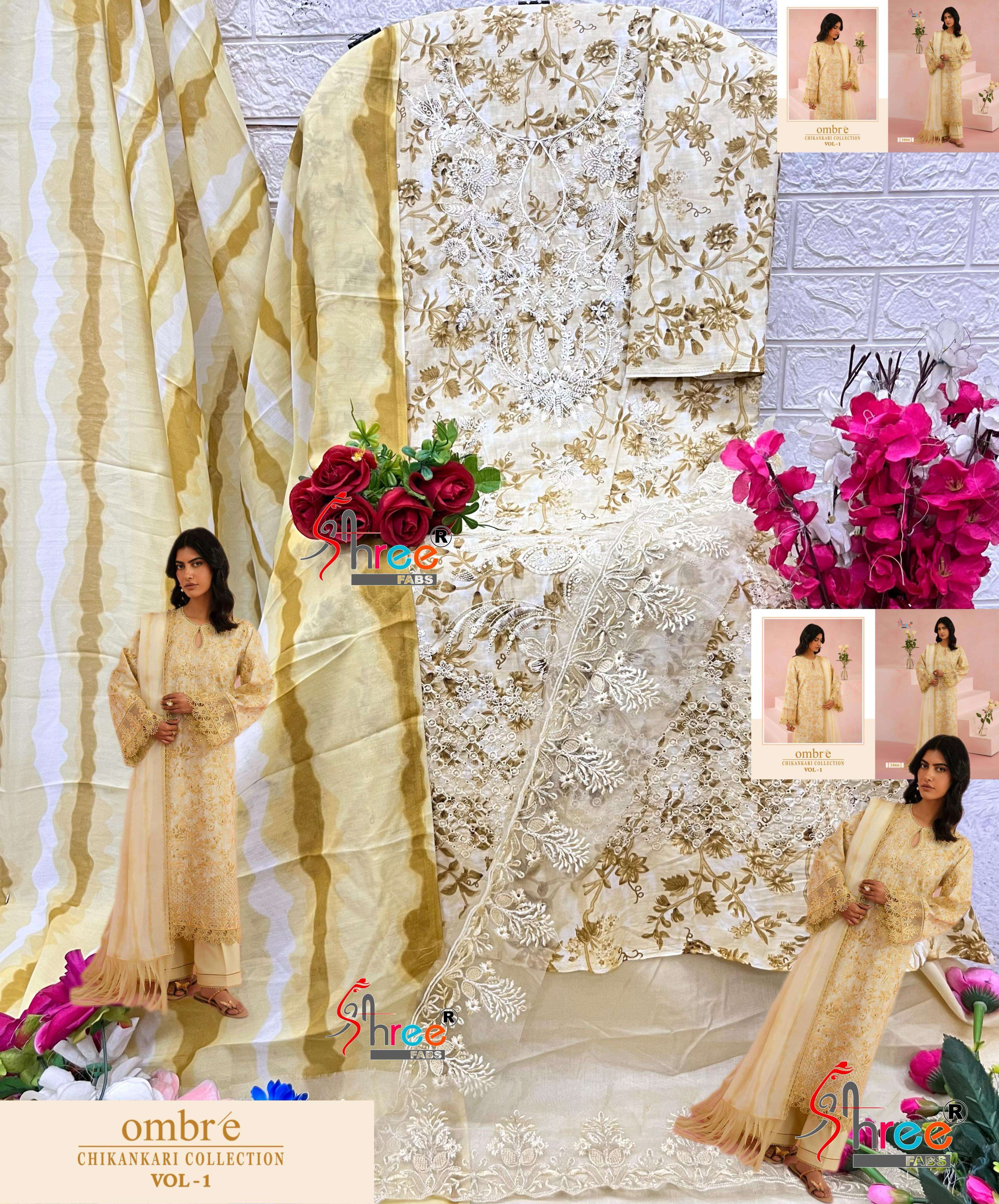 SHREE FABS OMBRE CHIKANKARI LAWN COLLECTION VOL 1 