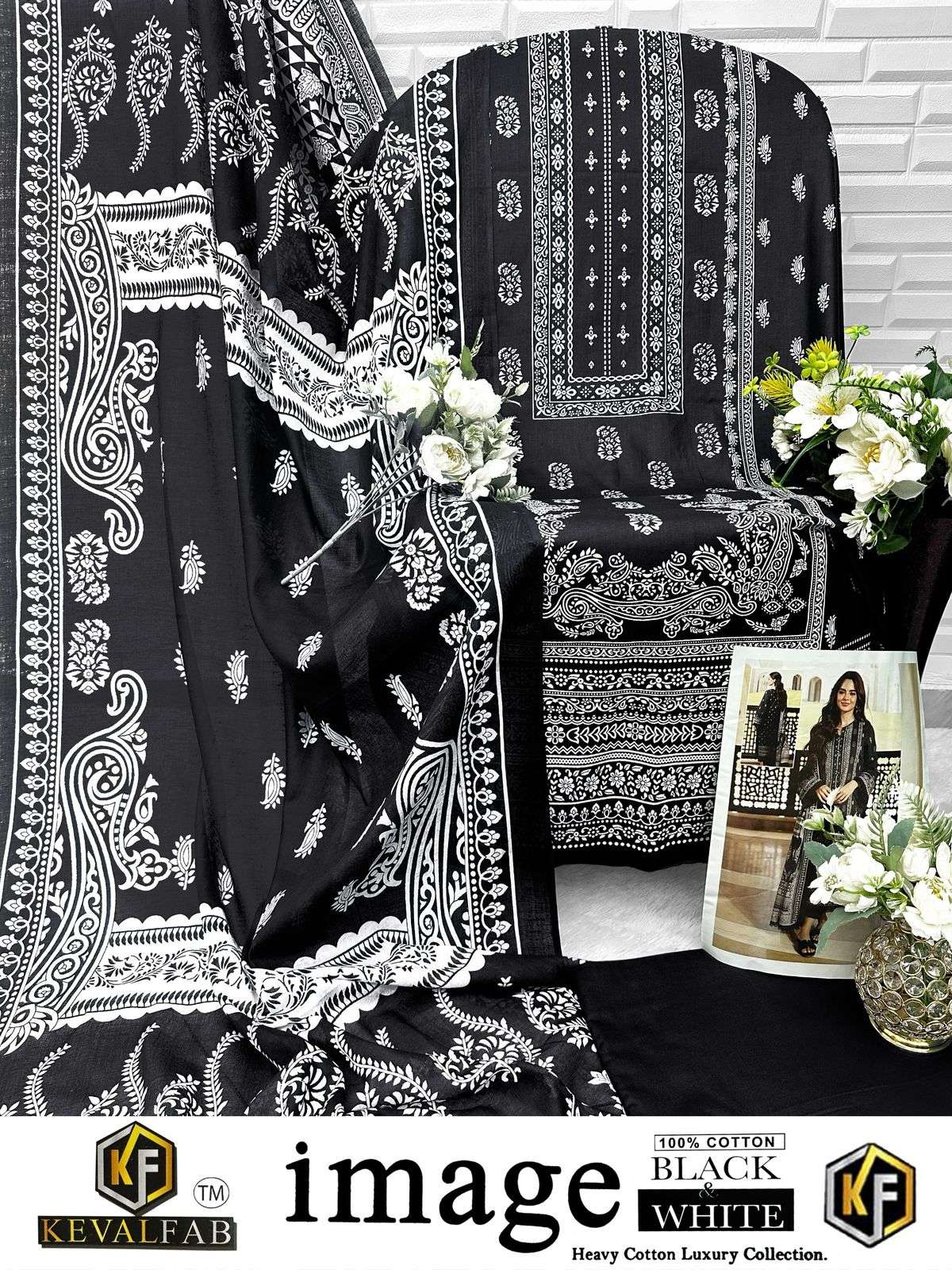 KEVAL FAB BLACK & WHITE HEAVY COTTON LUXURY COLLECTION 