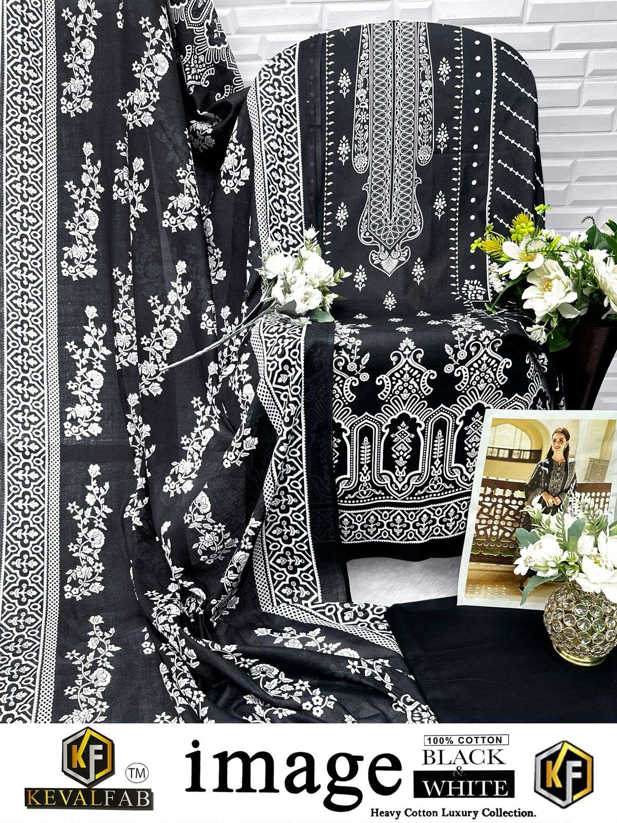 KEVAL FAB BLACK & WHITE HEAVY COTTON LUXURY COLLECTION 
