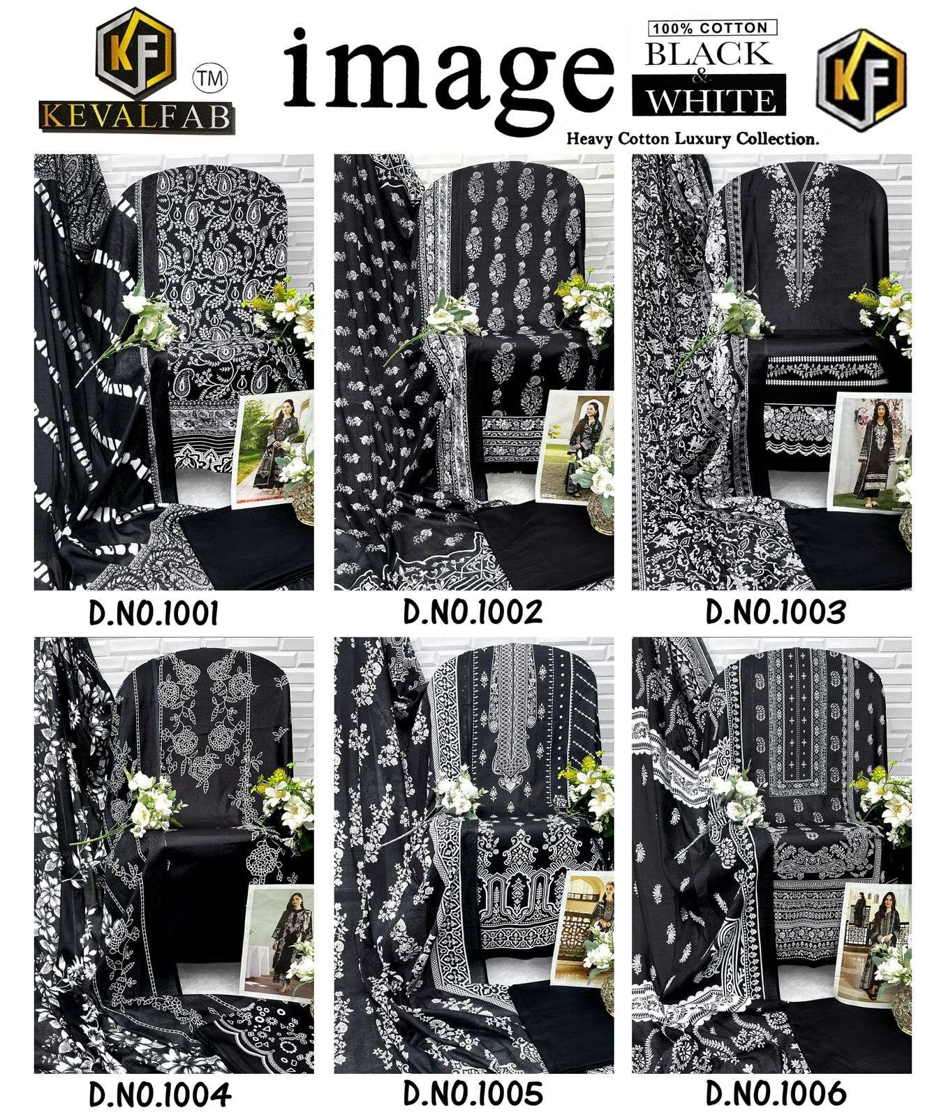 KEVAL FAB BLACK & WHITE HEAVY COTTON LUXURY COLLECTION 