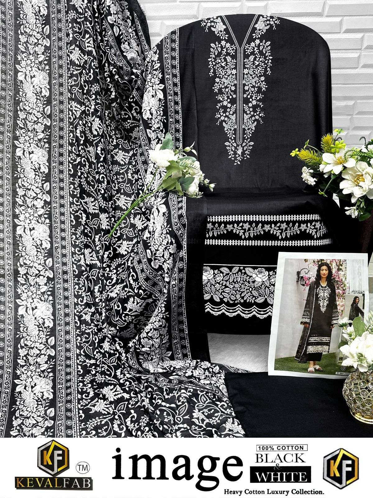 KEVAL FAB BLACK & WHITE HEAVY COTTON LUXURY COLLECTION 