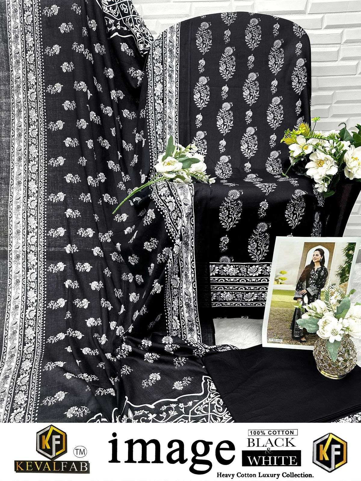 KEVAL FAB BLACK & WHITE HEAVY COTTON LUXURY COLLECTION 