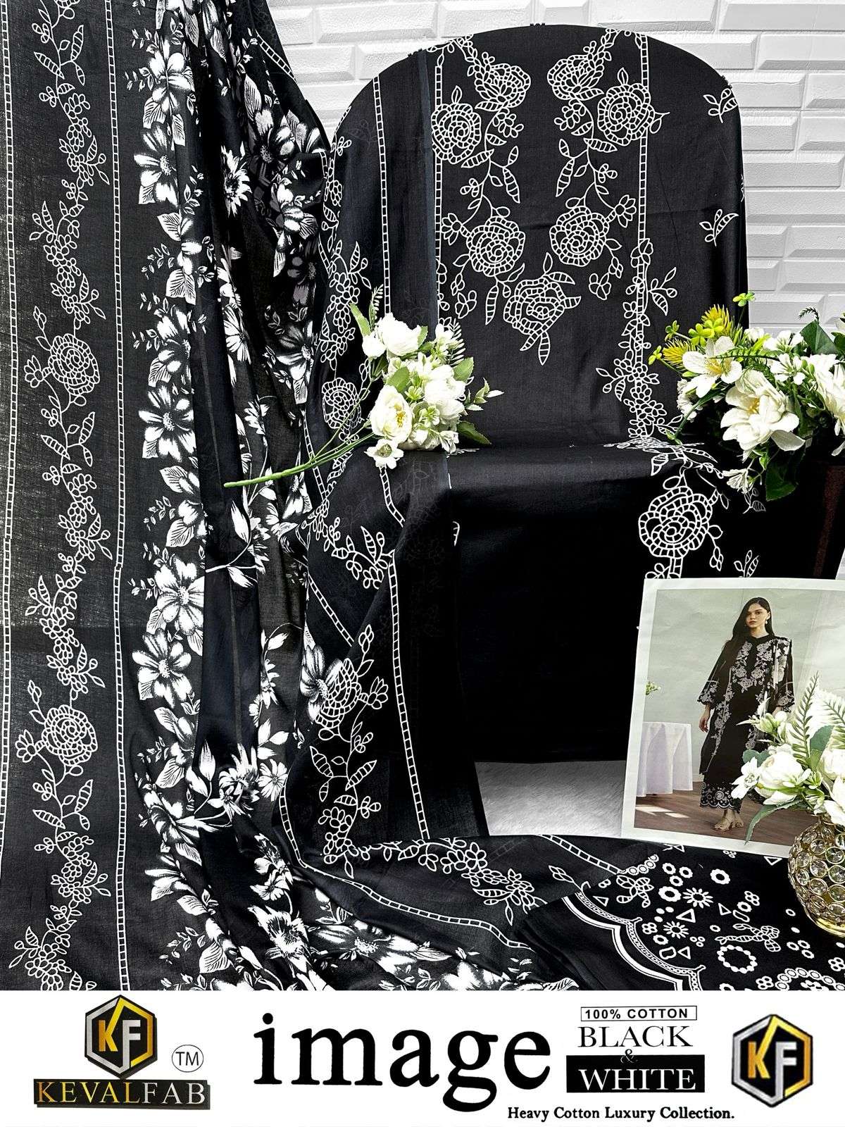 KEVAL FAB BLACK & WHITE HEAVY COTTON LUXURY COLLECTION 