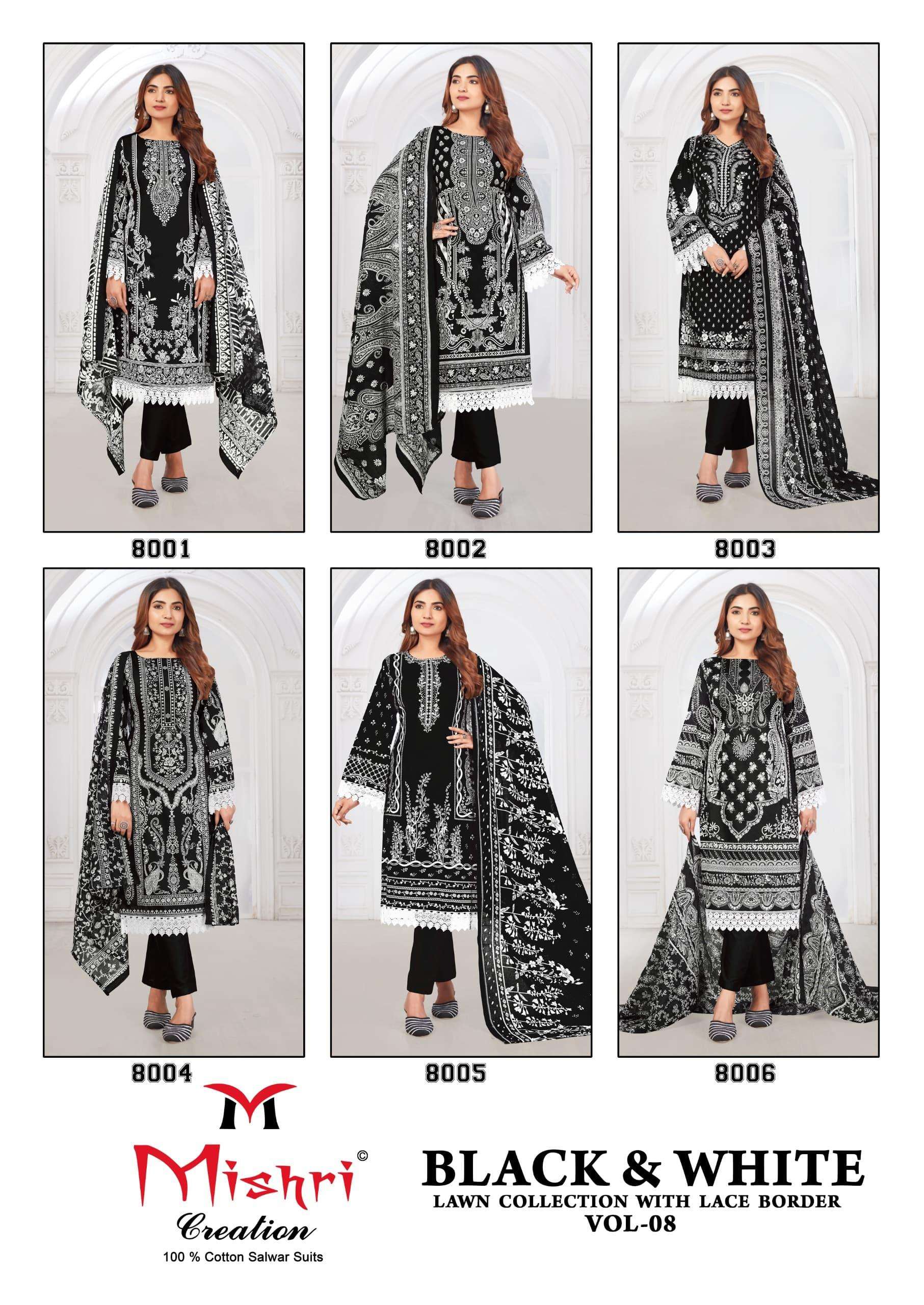 MISHRI CREATION BLACK & WHITE LAWN COLLECTION VOL 8