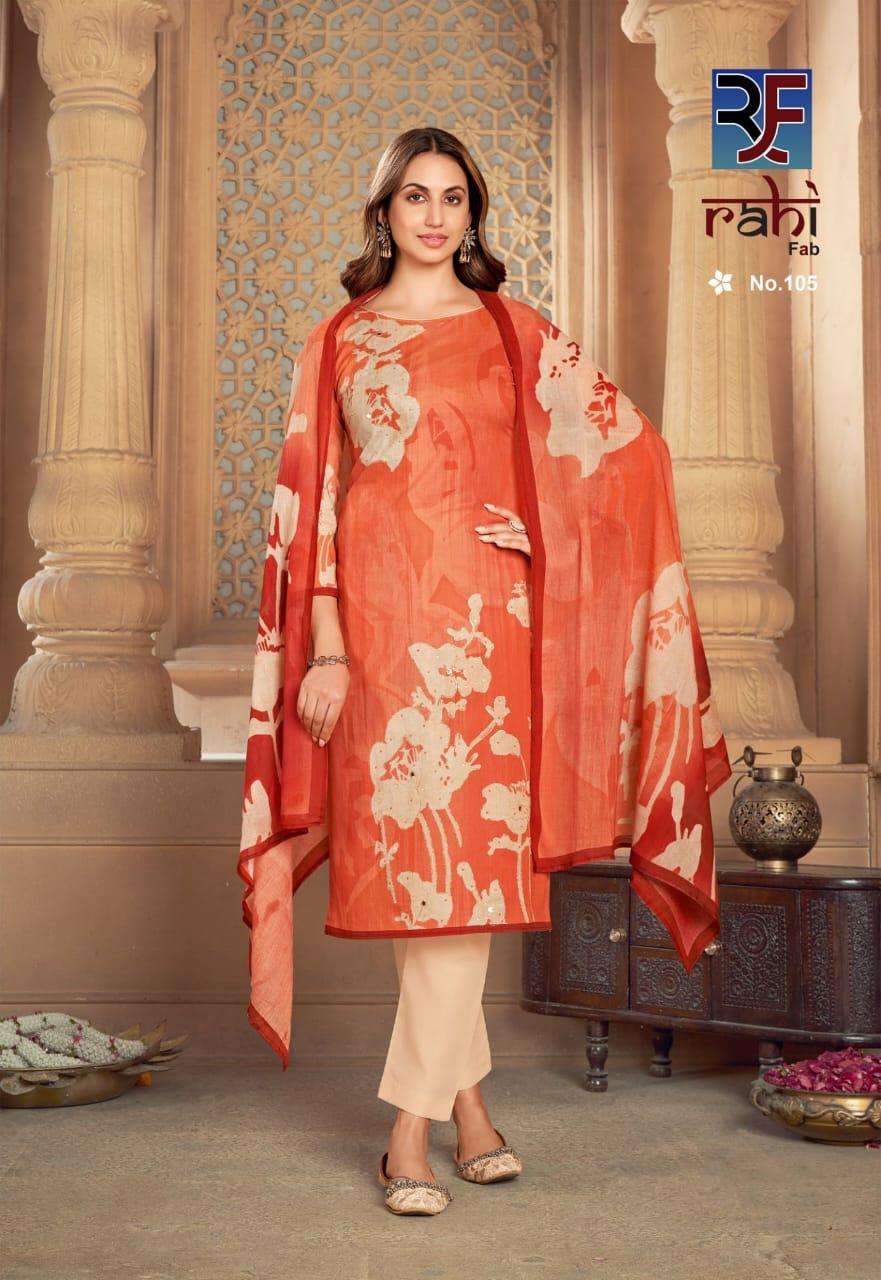 RAHI FAB ROSE GOLD COTTON DIGITAL PRINT WITH FANCY WORK SUIT