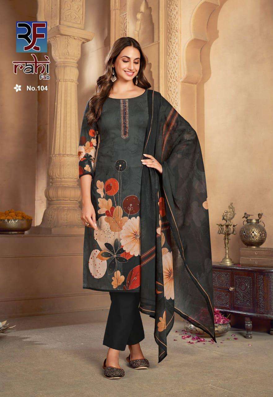 RAHI FAB ROSE GOLD COTTON DIGITAL PRINT WITH FANCY WORK SUIT