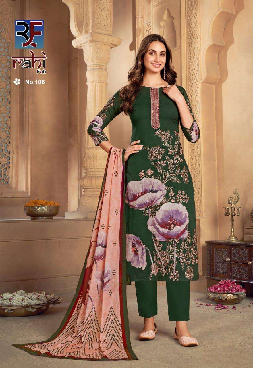 RAHI FAB ROSE GOLD COTTON DIGITAL PRINT WITH FANCY WORK SUIT