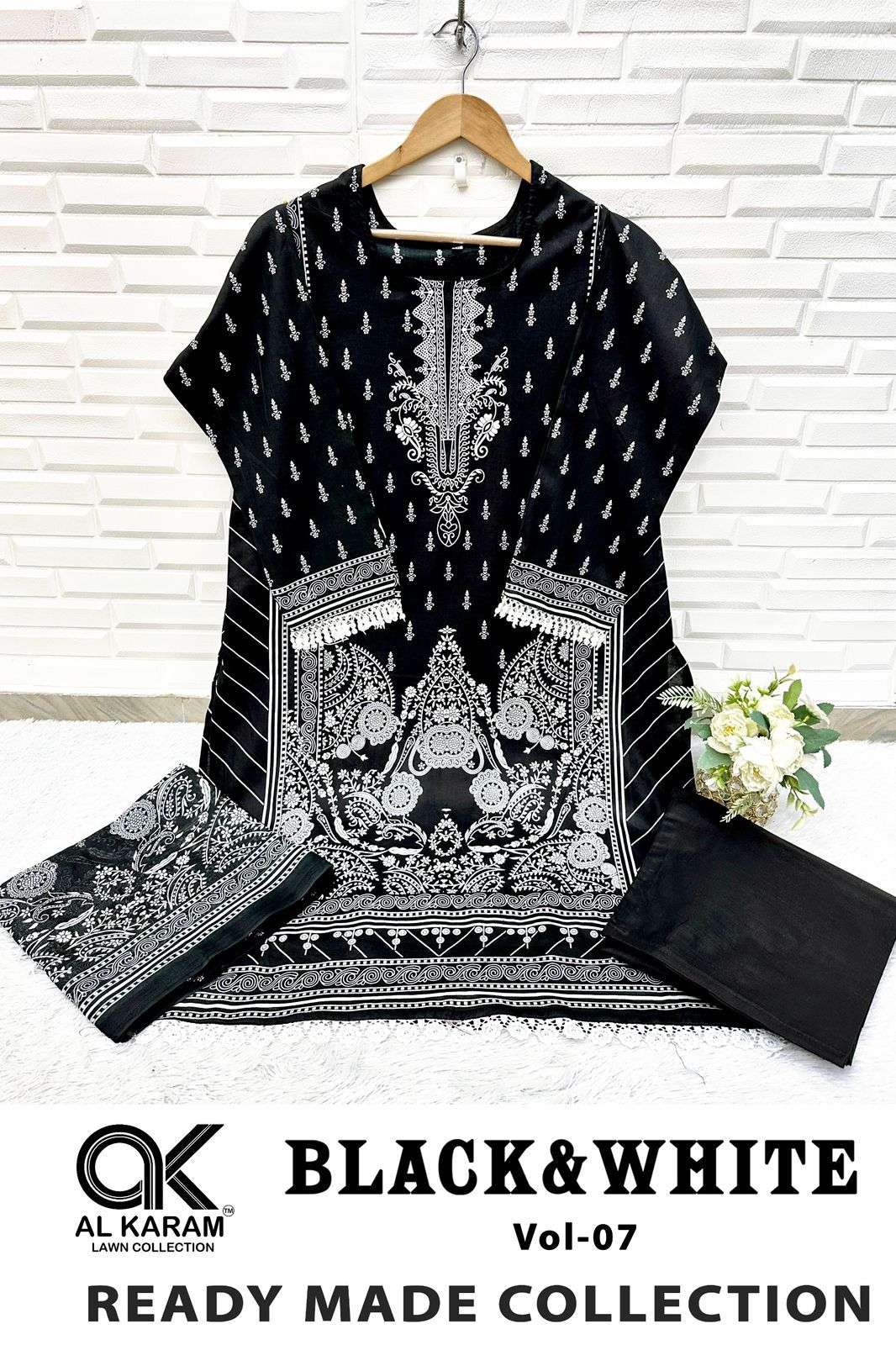 AL KARAM BLACK AND WHITE VOL 7 READY MADE COLLECTION 