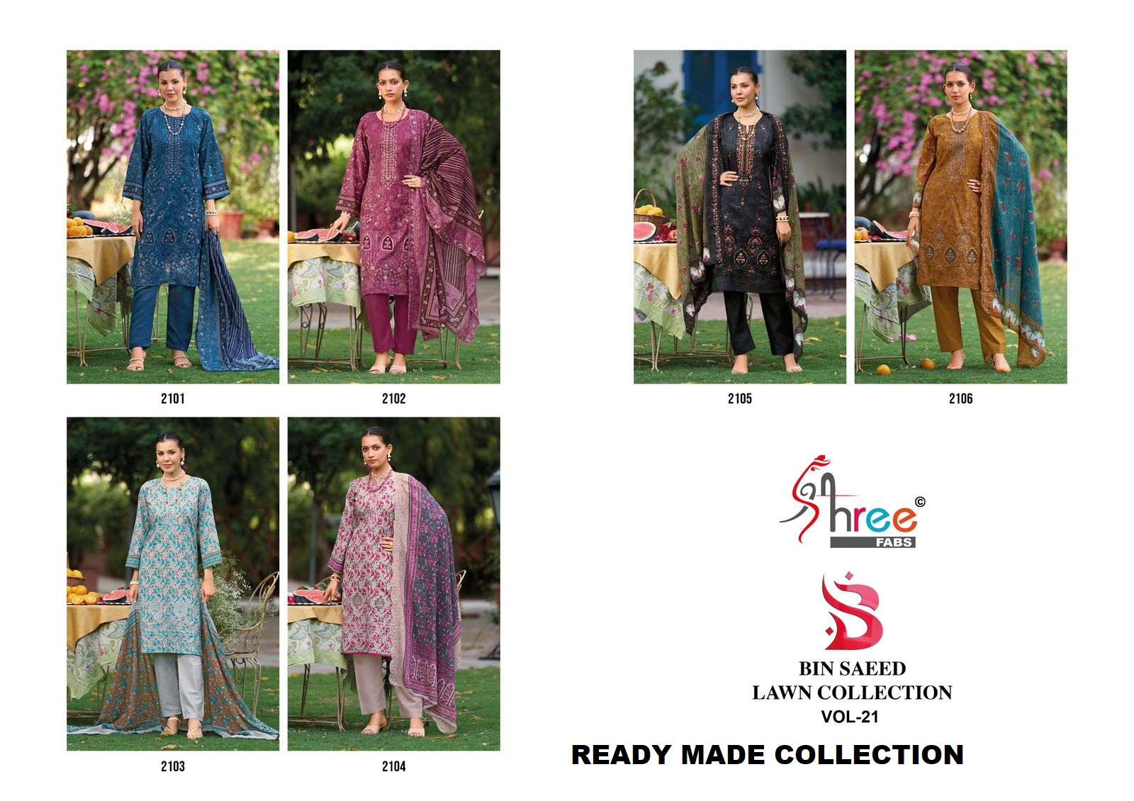 SHREE FABS BIN SAEED LAWN COLLECTION VOL 21 READY MADE COLLECTION 