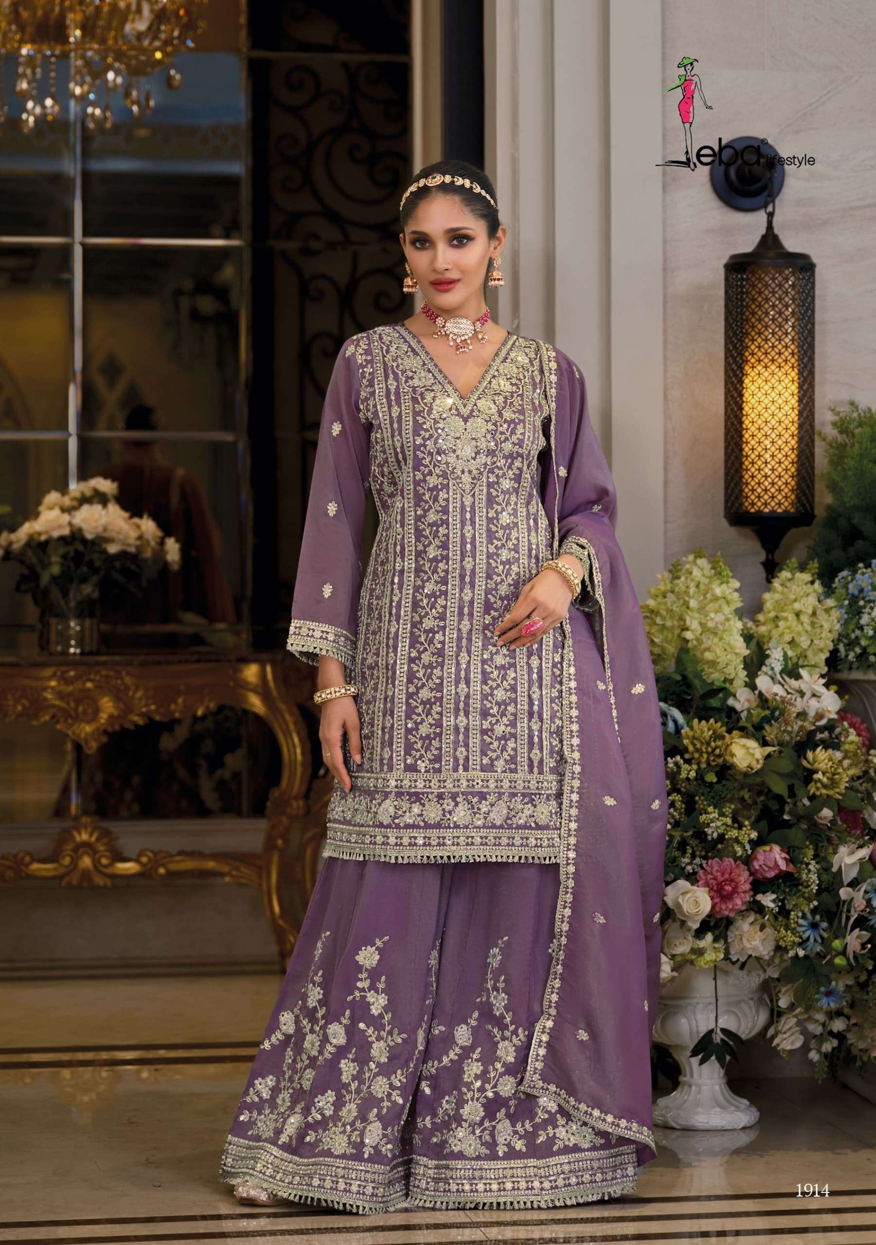 EBA LIFESTYLE NAYAAB SIMER FABRIC HEAVY EMBROIDERY DESIGNER READY MADE SUIT