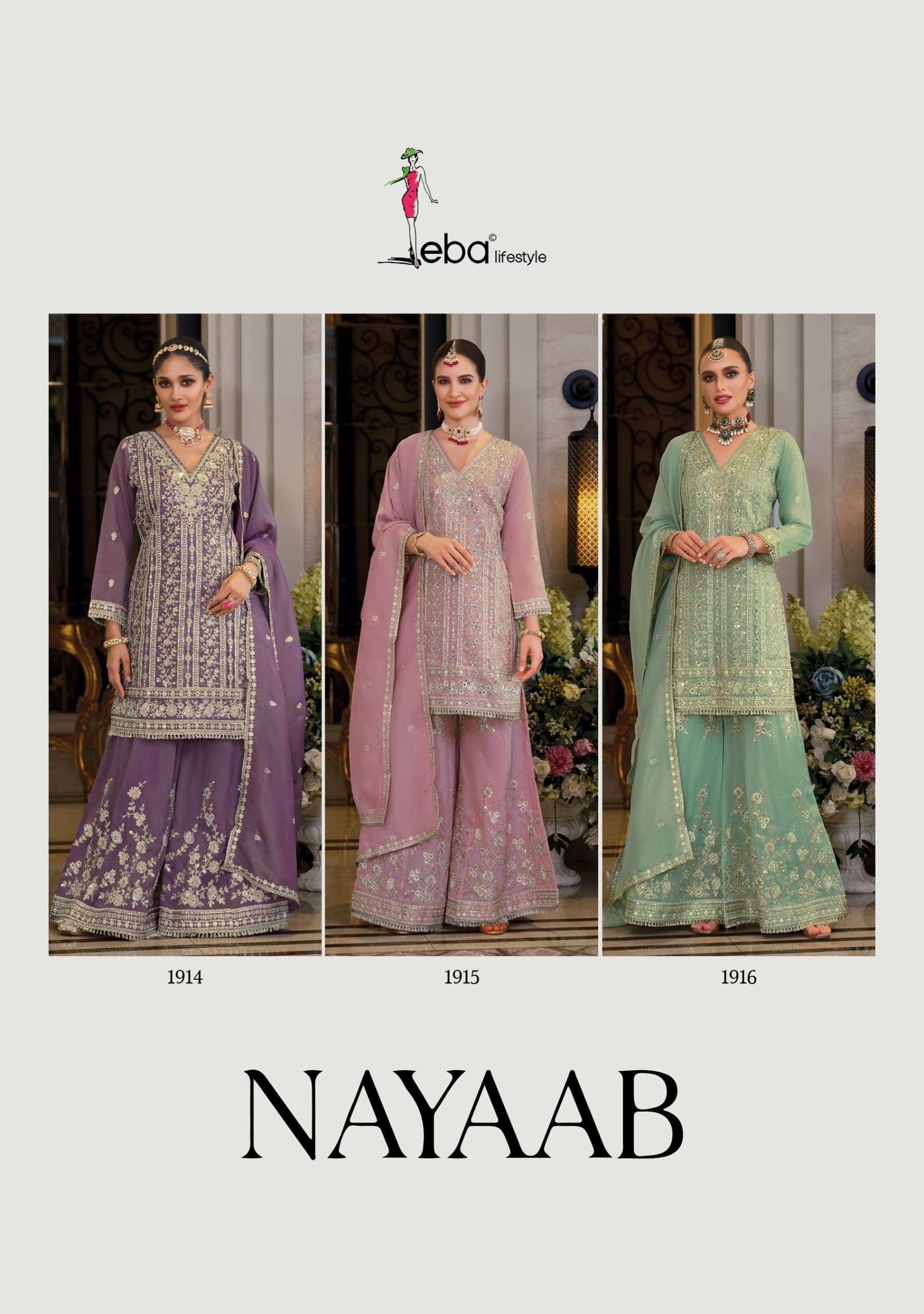 EBA LIFESTYLE NAYAAB SIMER FABRIC HEAVY EMBROIDERY DESIGNER READY MADE SUIT