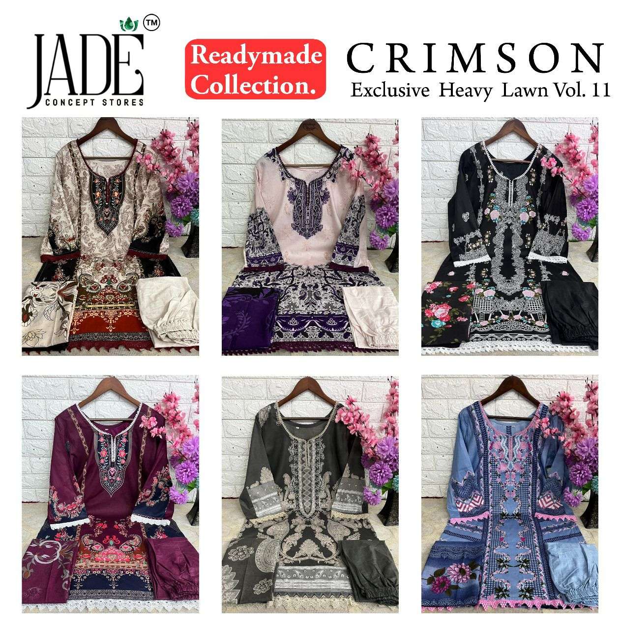 JADE CRIMSON EXCLUSIVE HEAVY LAWN COLLECTION VOL 11 READY MADE COLLECTION 