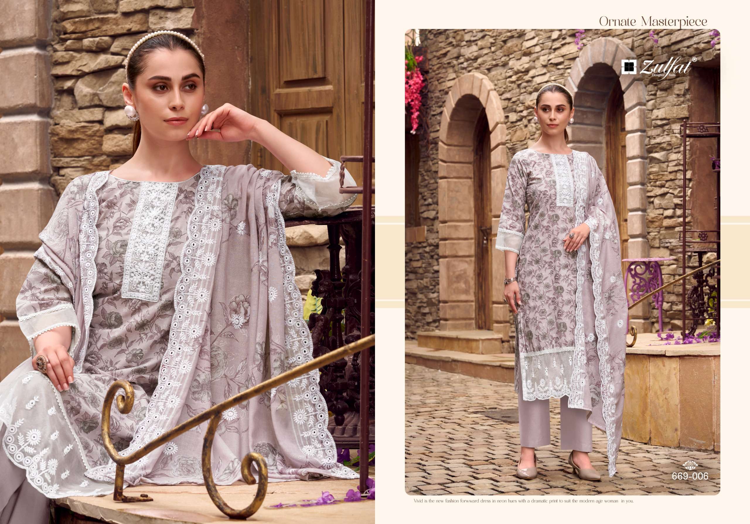  ZULFAT DESIGNER SUITS KIYARA COTTON  PRINT WITH EMBROIDERY WORK SUITS 
